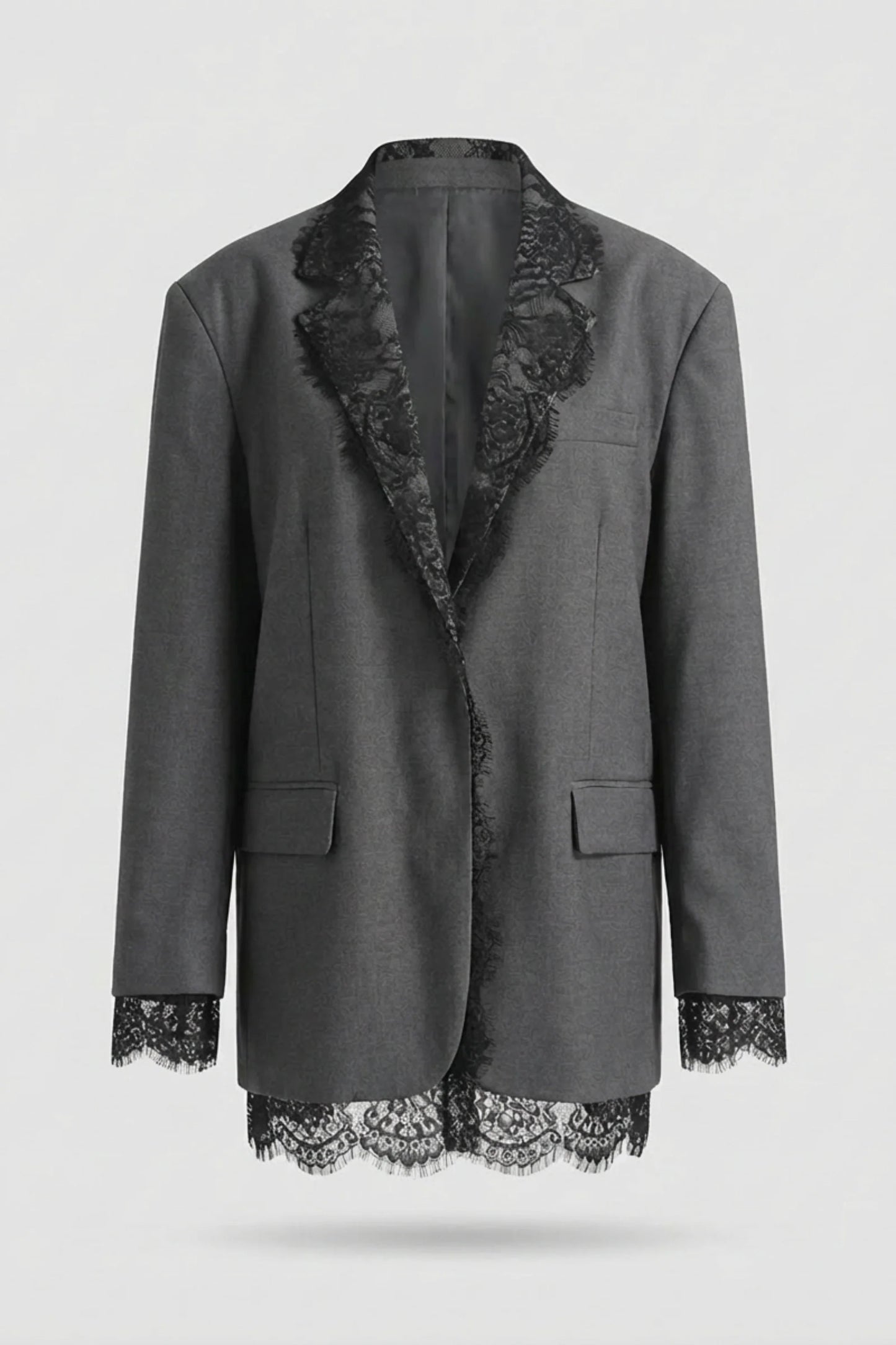 Alzya Oversized Lace Detail Blazer Grey