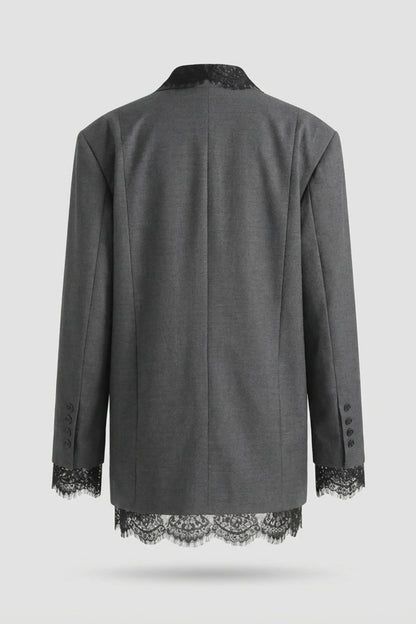 Alzya Oversized Lace Detail Blazer Grey