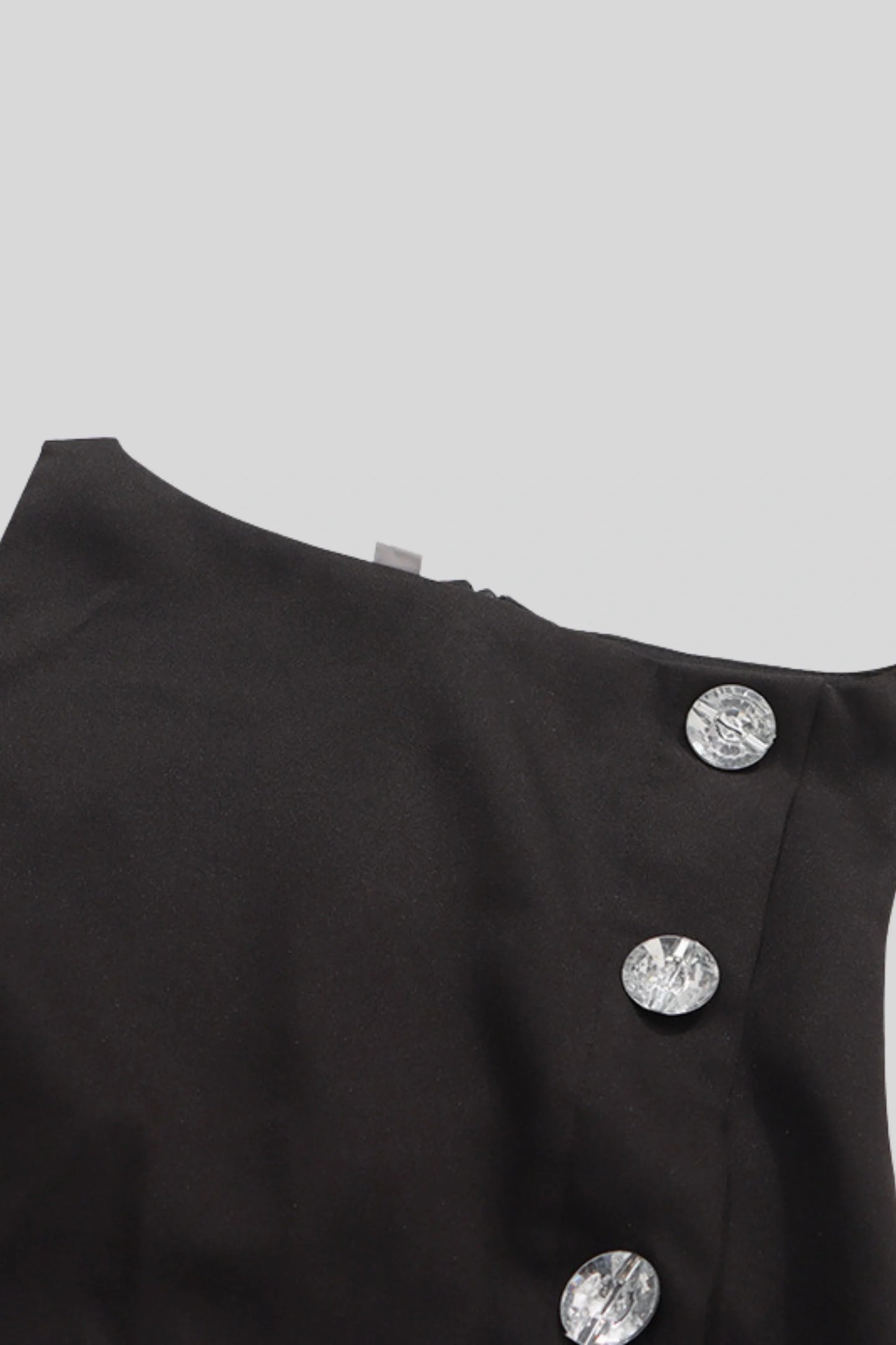 Peplum Sleeveless Top with Decorative Buttons Black
