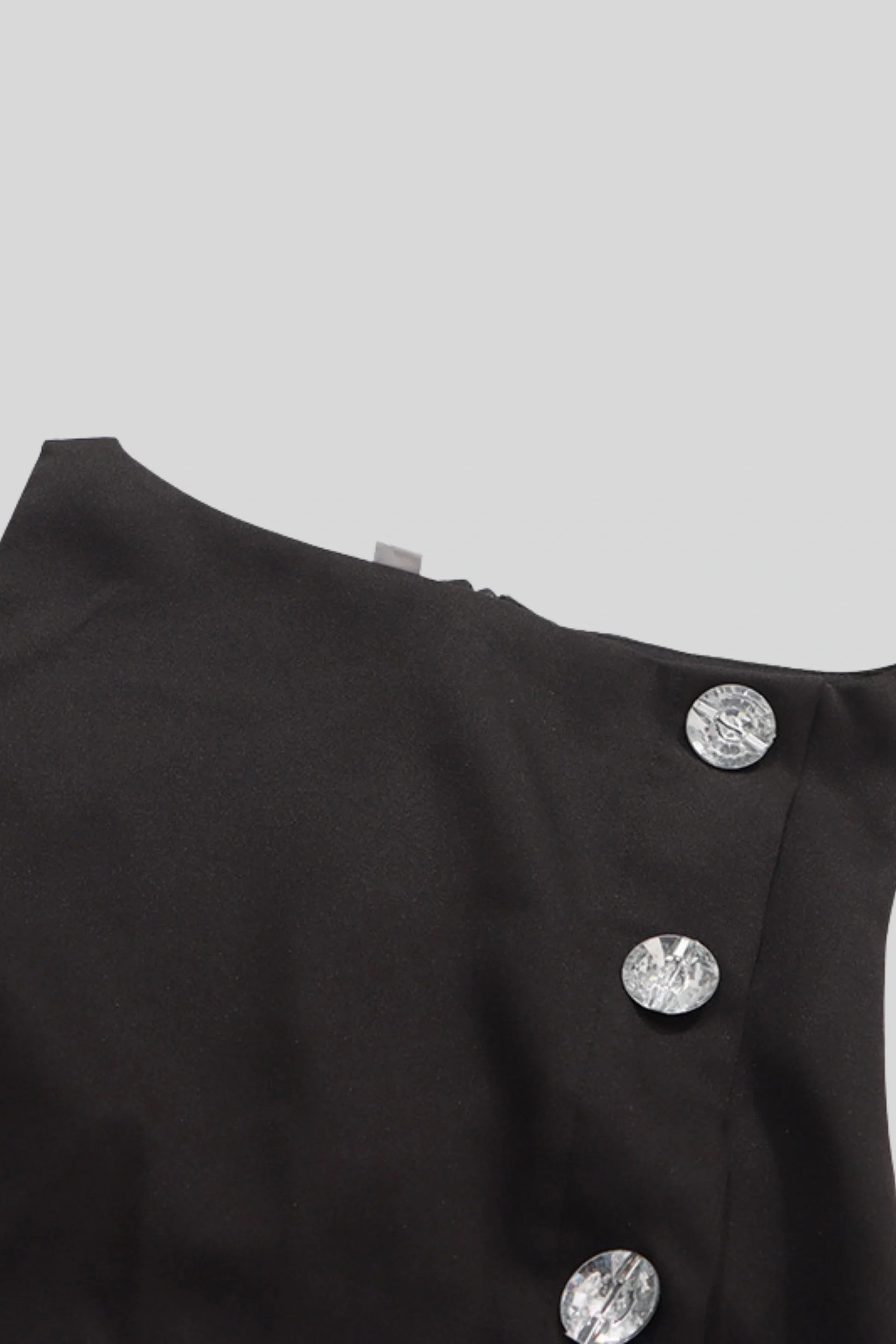 Peplum Sleeveless Top with Decorative Buttons Black