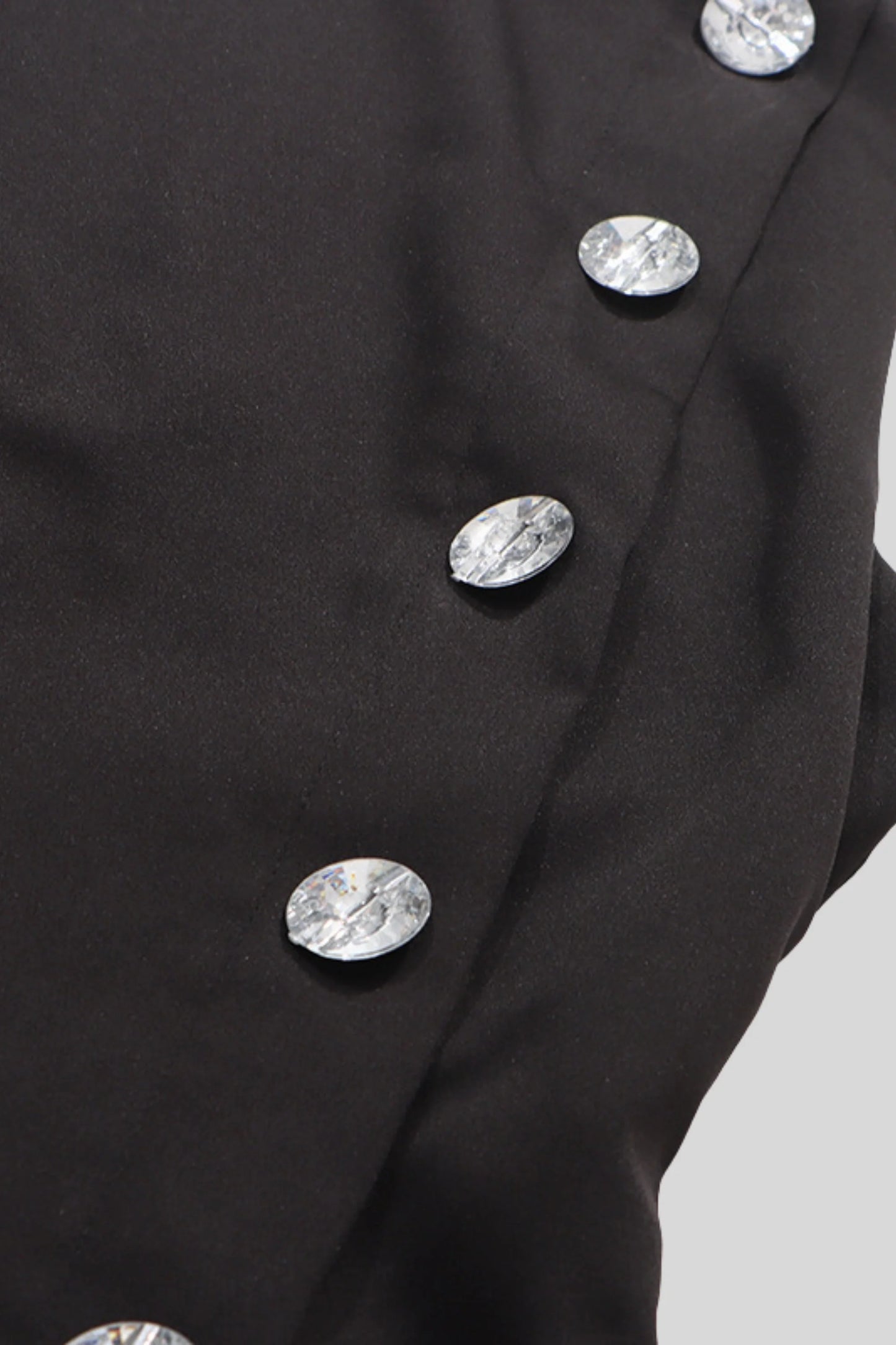 Peplum Sleeveless Top with Decorative Buttons Black