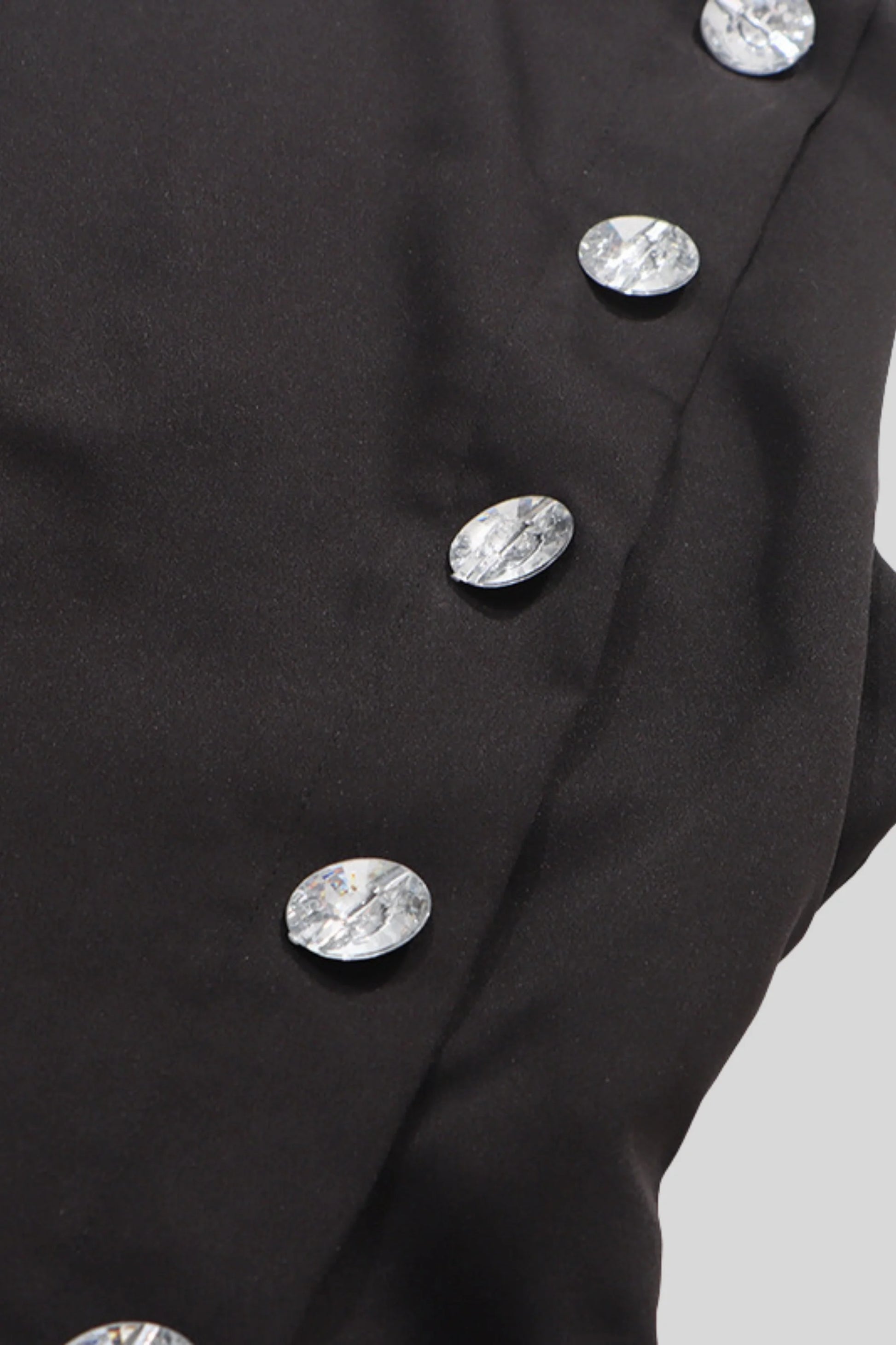 Peplum Sleeveless Top with Decorative Buttons Black