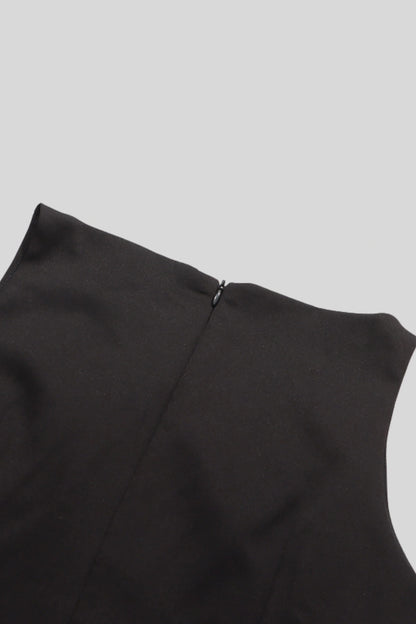 Peplum Sleeveless Top with Decorative Buttons Black