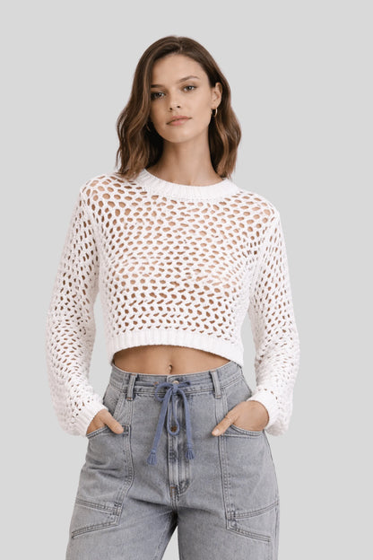 Alzya_Perforated_openwork_knit_top_with_ribbed_trim