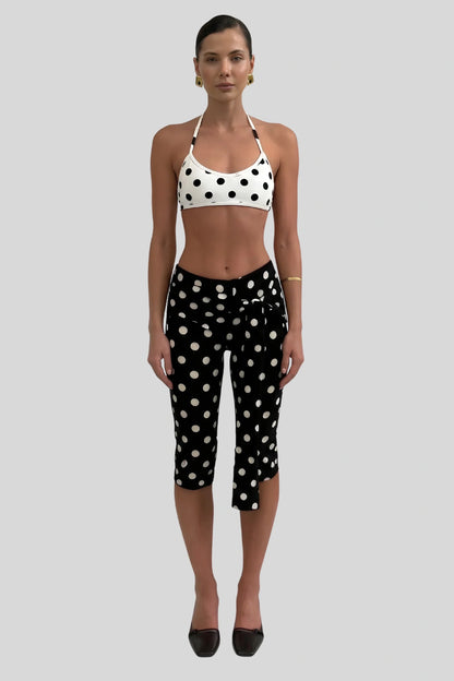 Polka Dot Capri Pants That Sculpt and Define the Leg Black
