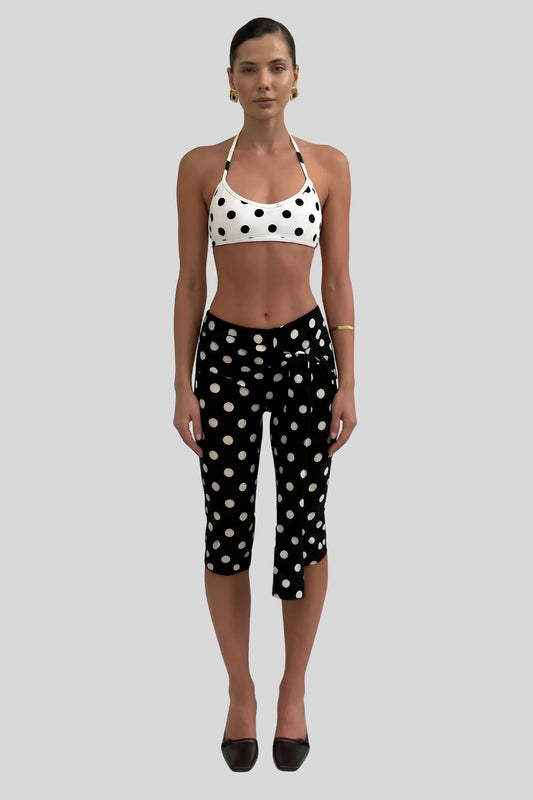 Polka Dot Capri Pants That Sculpt and Define the Leg Black