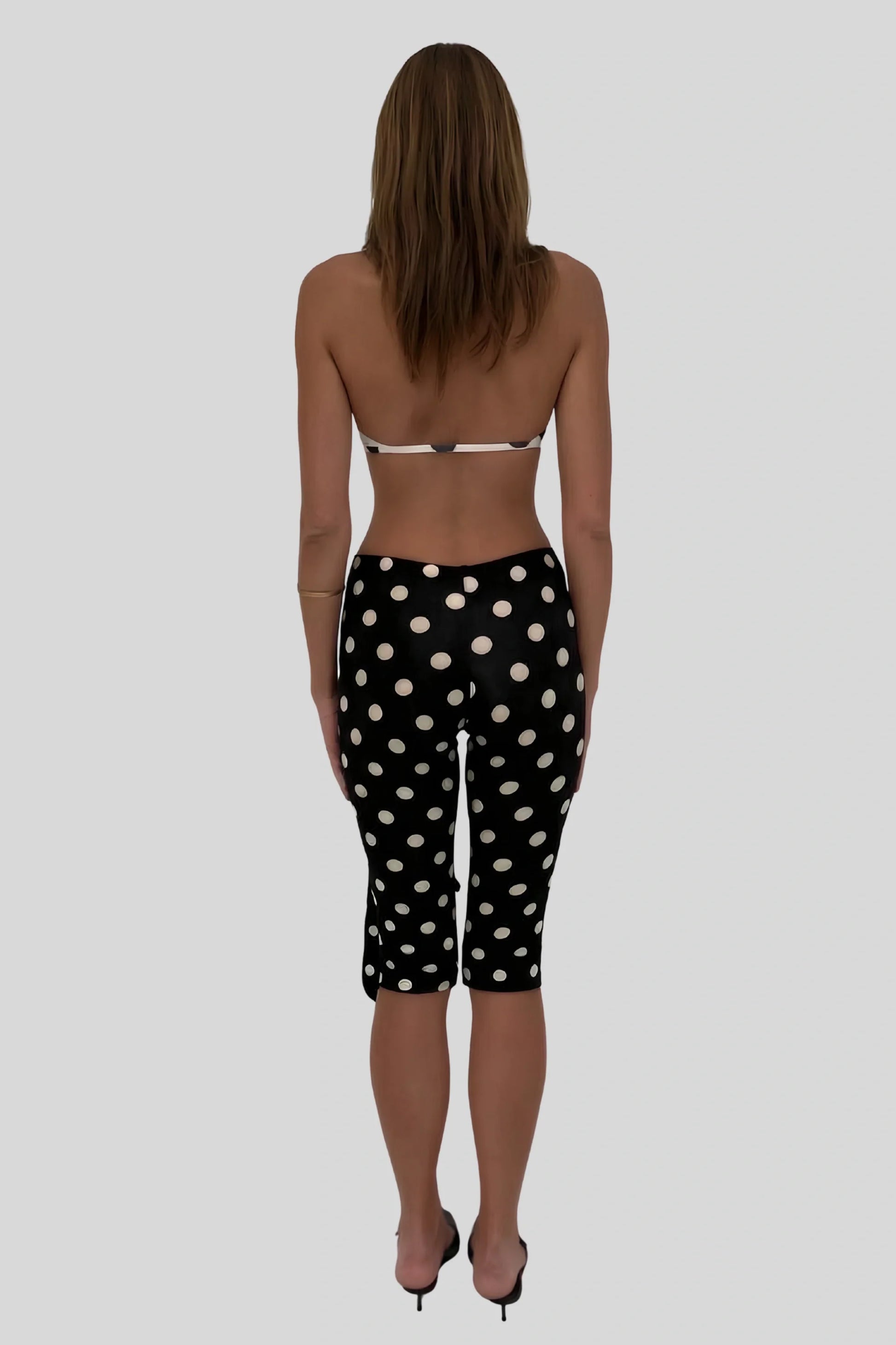 Polka Dot Capri Pants That Sculpt and Define the Leg Black