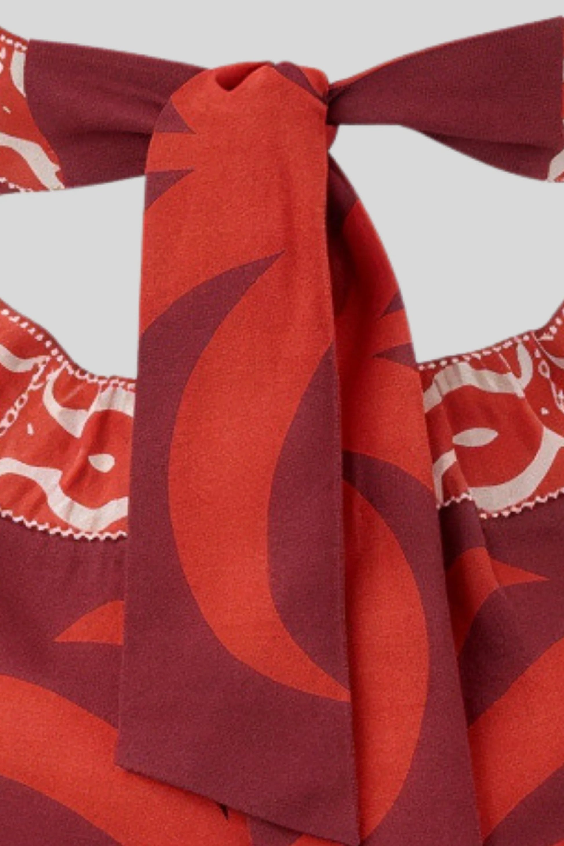 Printed Halter Cutout Midi Dress Red