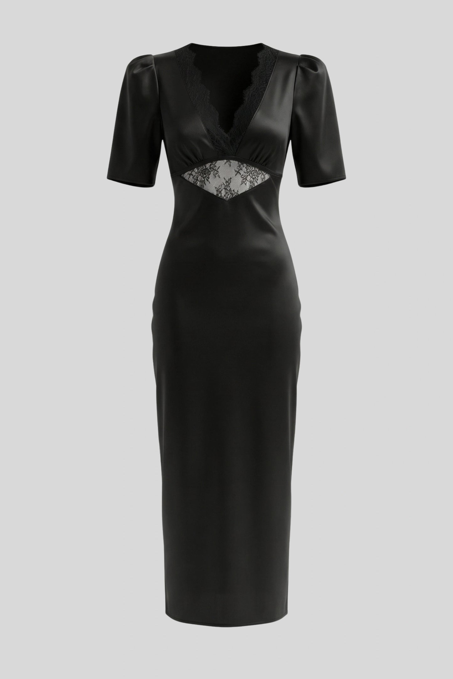 Puff Sleeve V-Neck Maxi Dress Color: