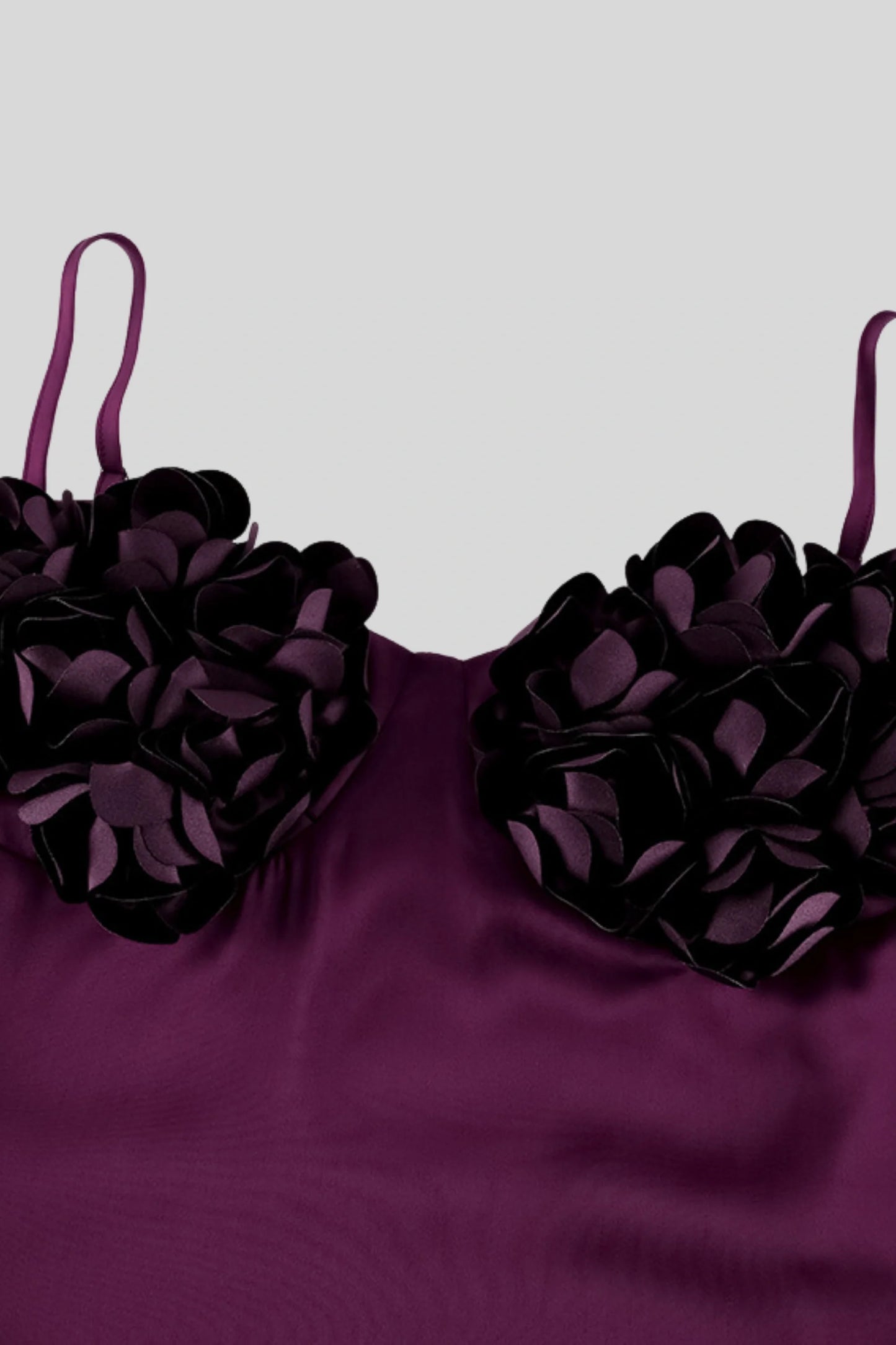 Purple Satin Rose Backless Slip Long Dress Purple