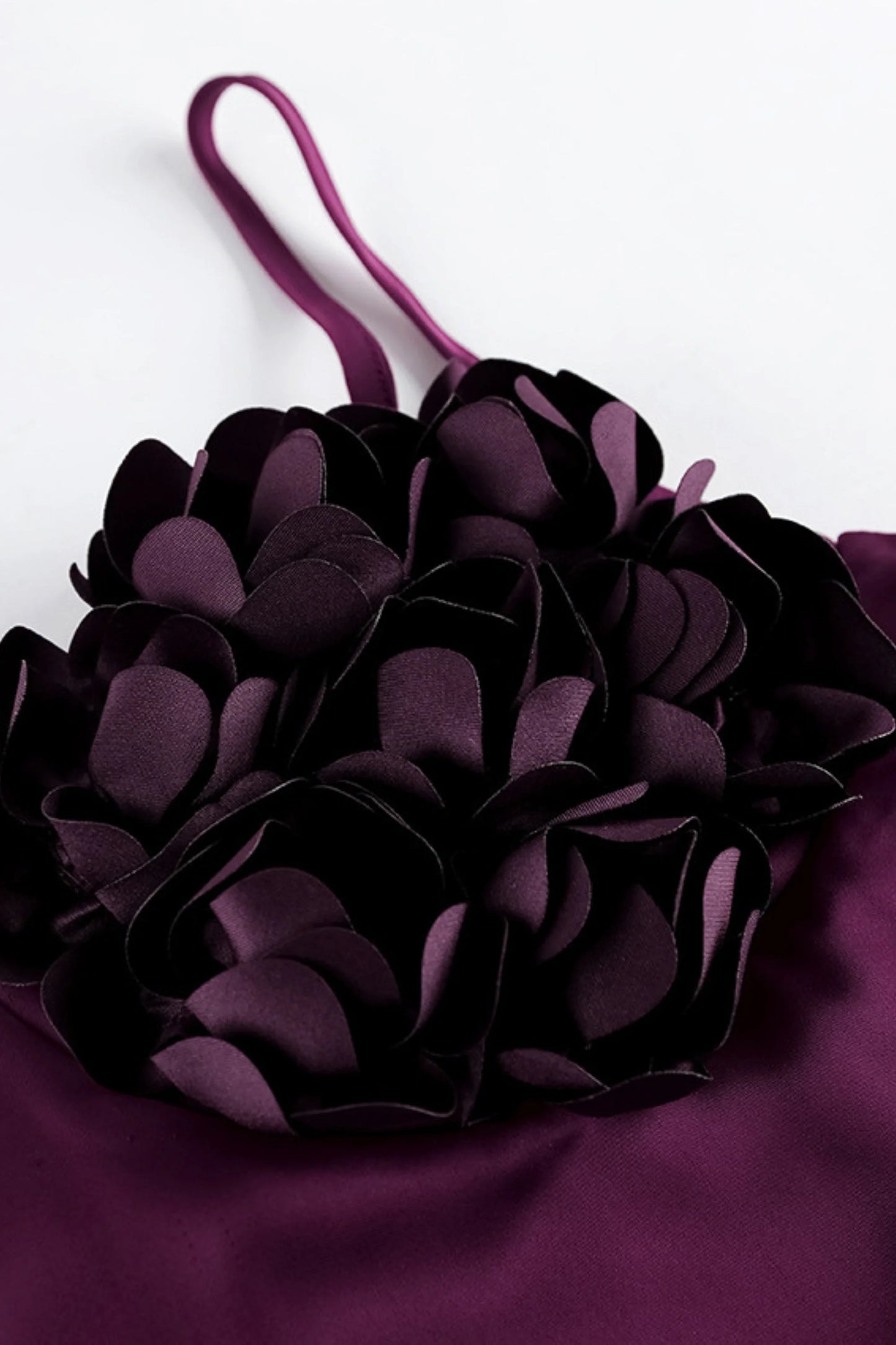 Purple Satin Rose Backless Slip Long Dress Purple