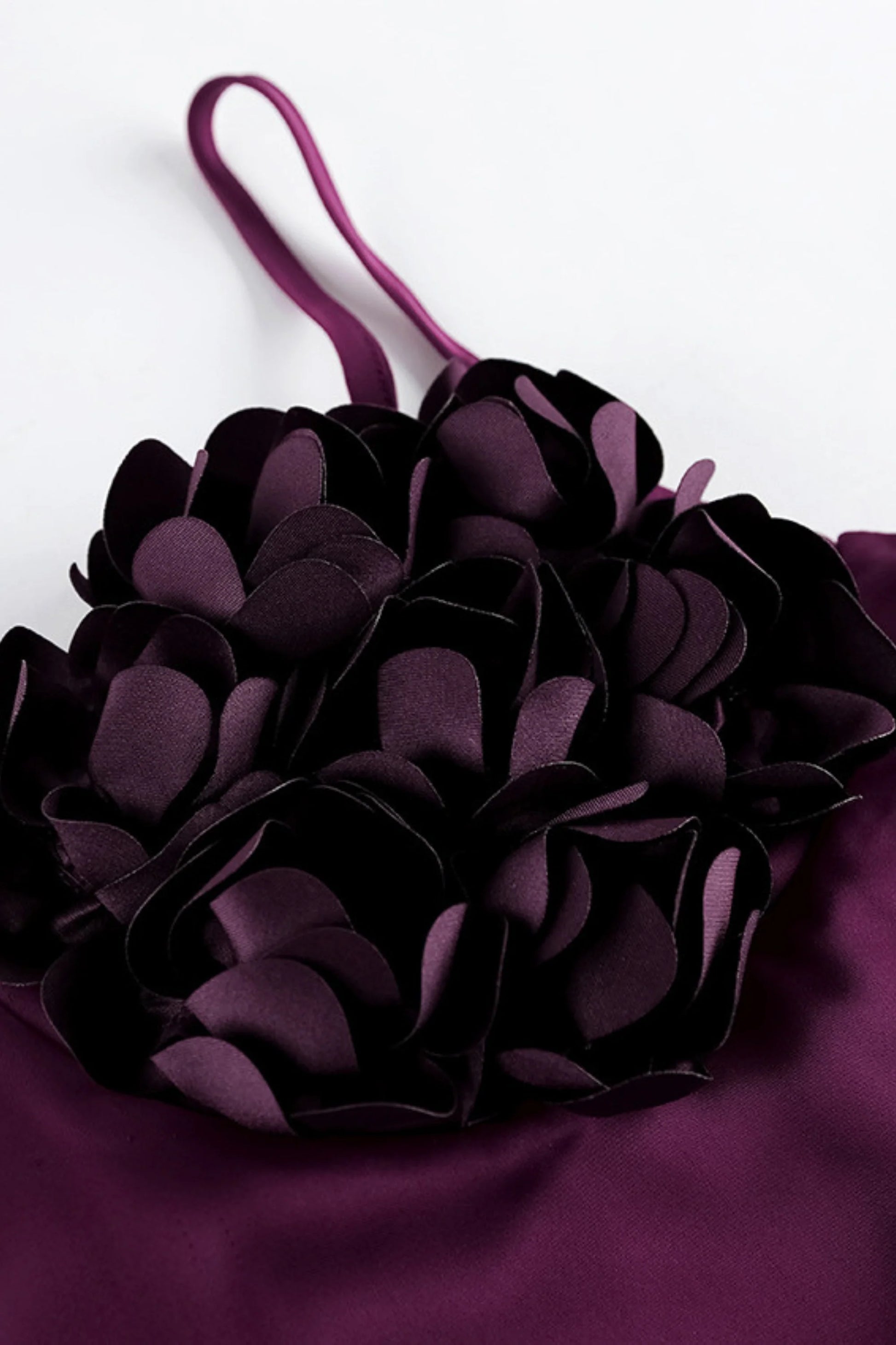 Purple Satin Rose Backless Slip Long Dress Purple