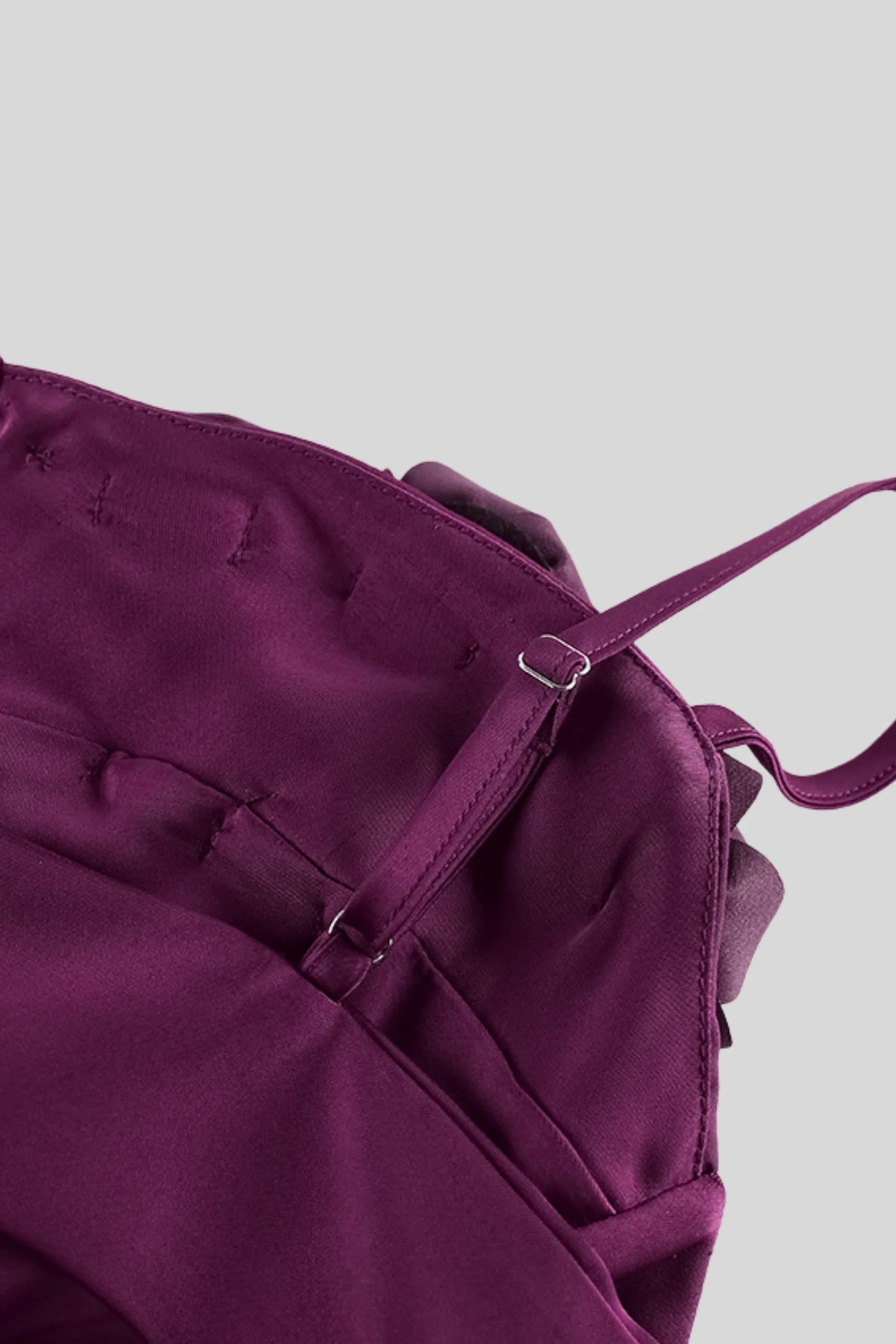 Purple Satin Rose Backless Slip Long Dress Purple