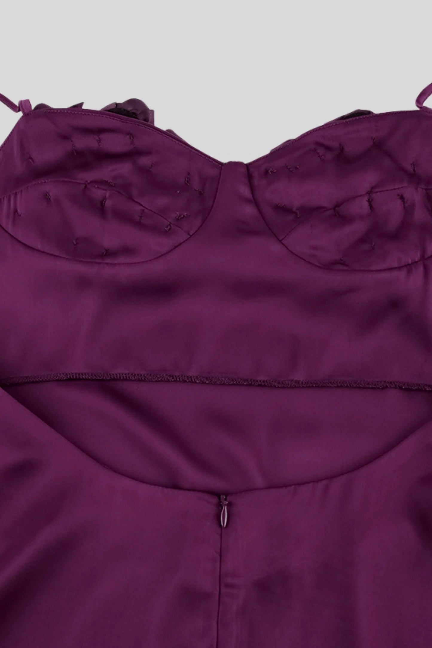 Purple Satin Rose Backless Slip Long Dress Purple