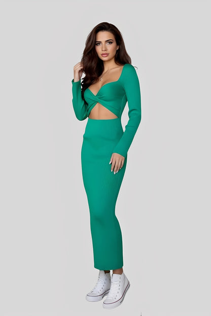 Alzya Reversible Knit Dress_Green_2