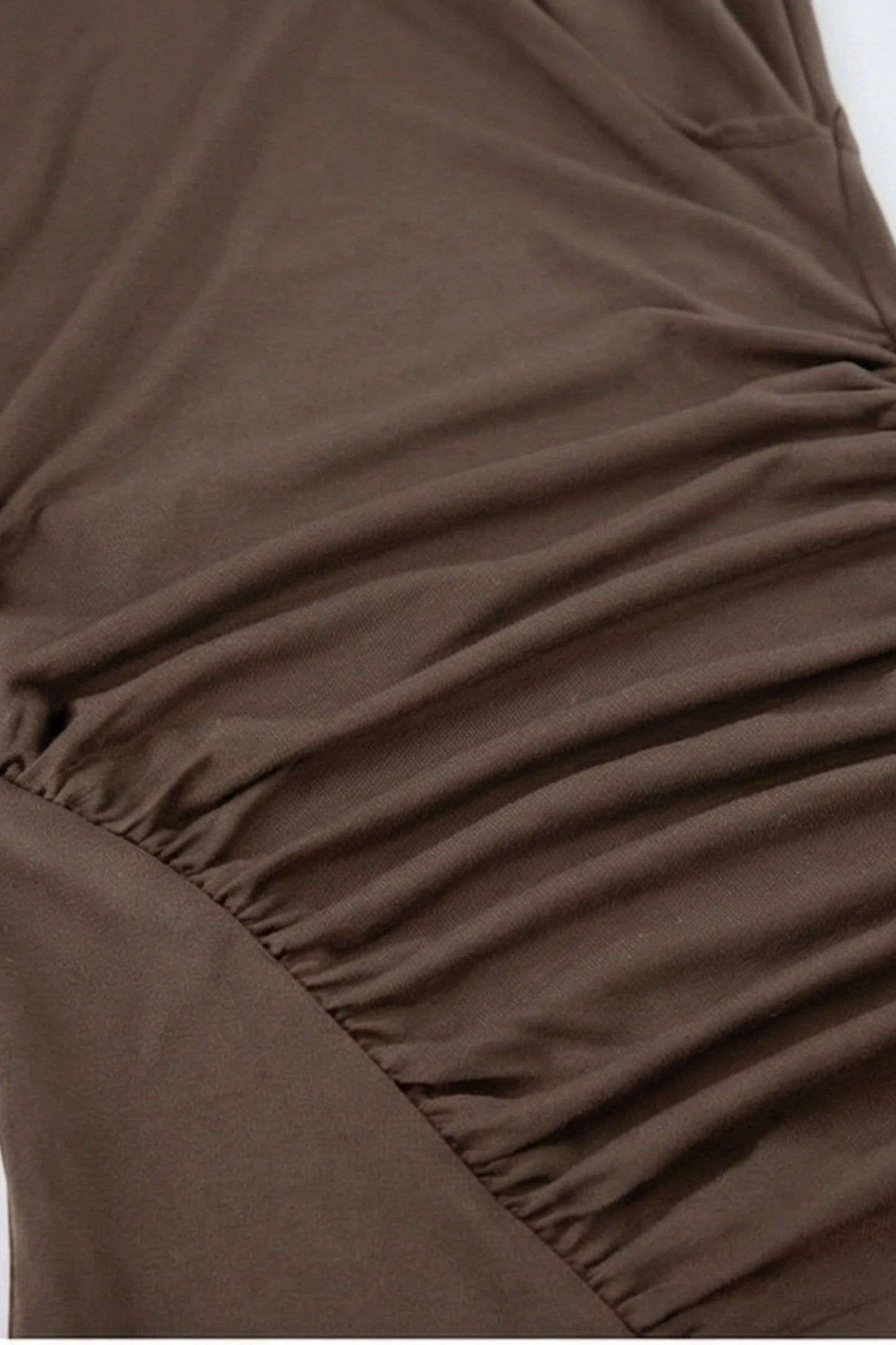 Alzya Ruched Asymmetrical Long Sleeve Top � Taupe