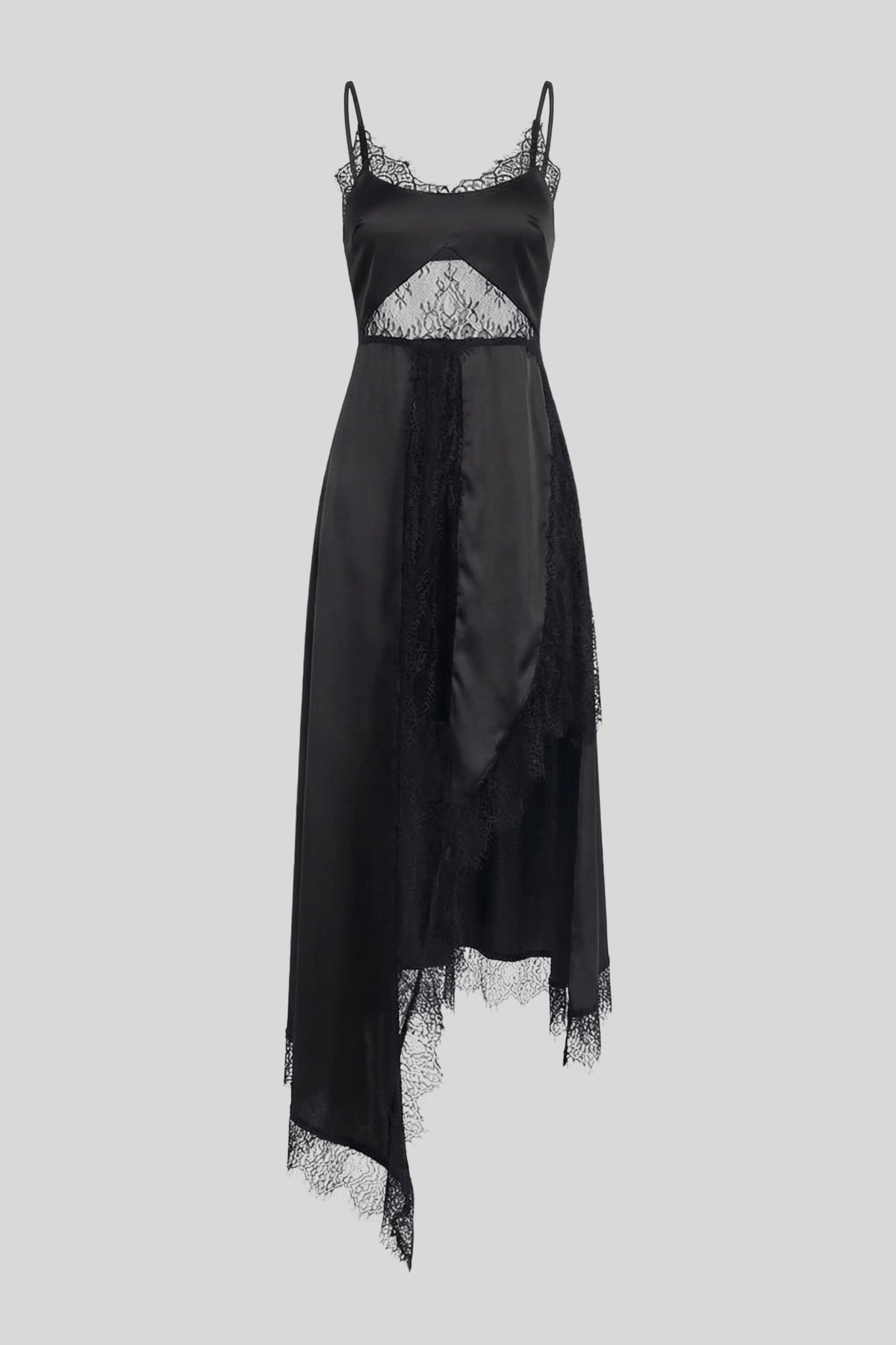 Satin Lace Backless Maxi Dress Color: