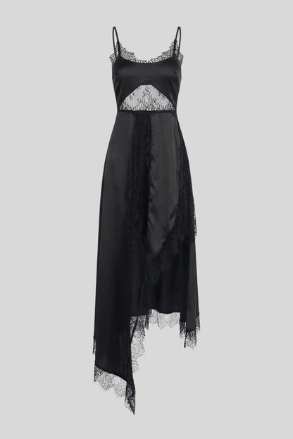 Satin Lace Backless Maxi Dress Color: