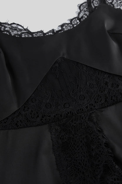 Satin Lace Backless Maxi Dress Color: