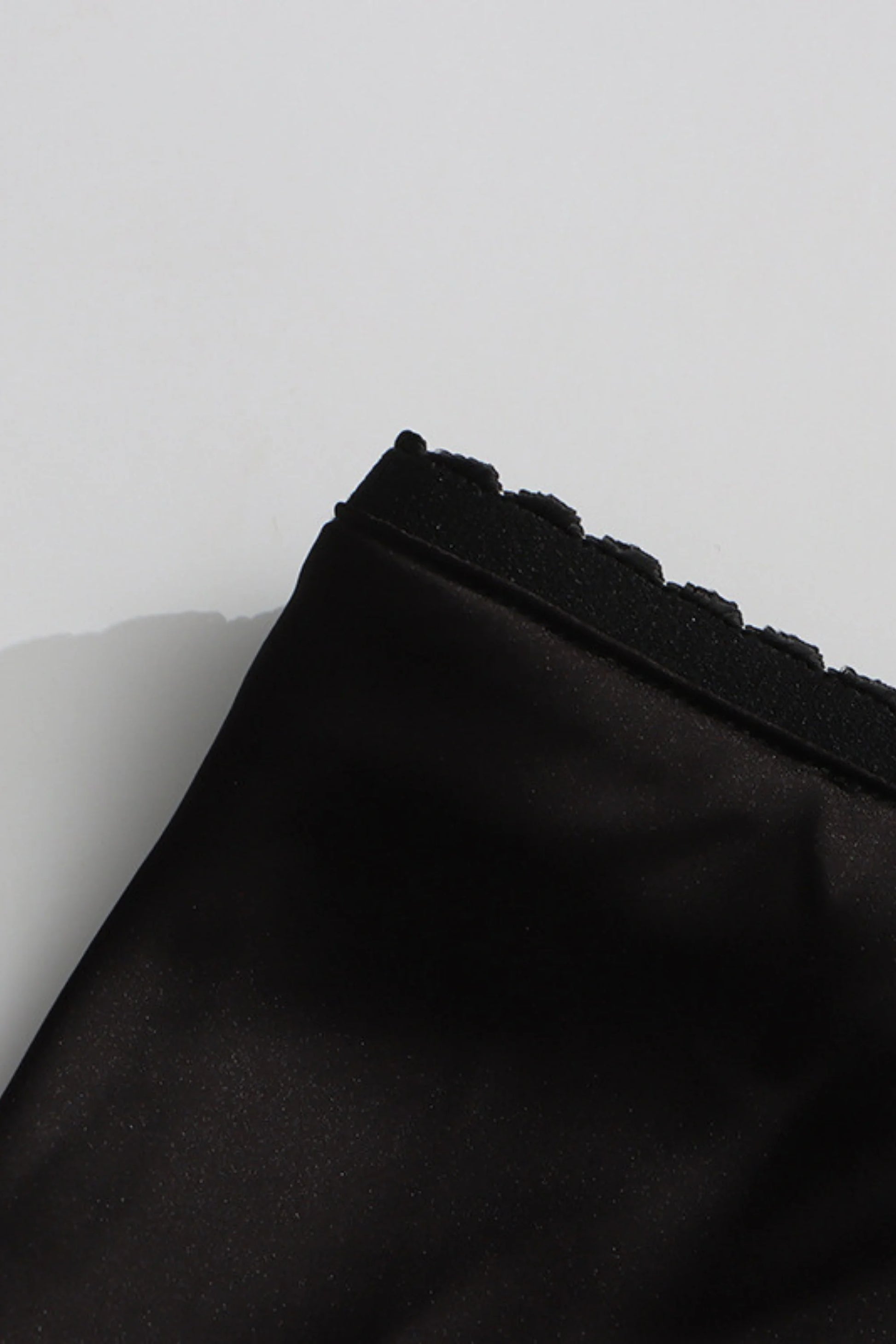 Satin Lace Slit Midi Skirt Black