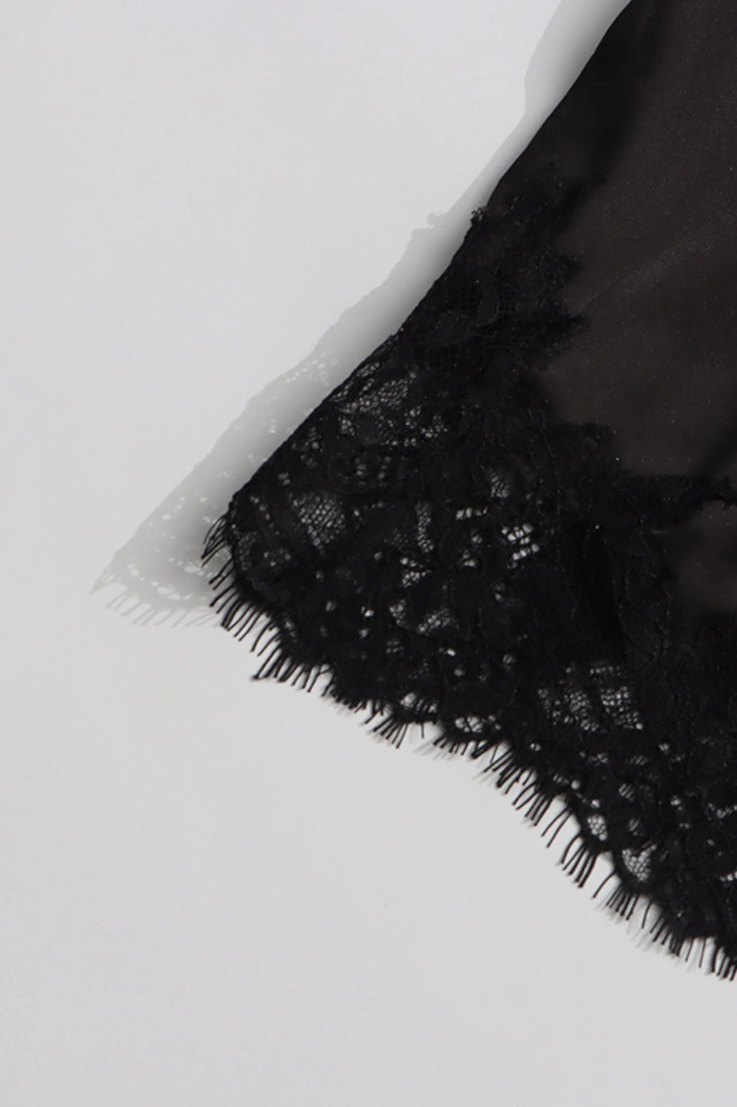 Satin Lace Slit Midi Skirt Black