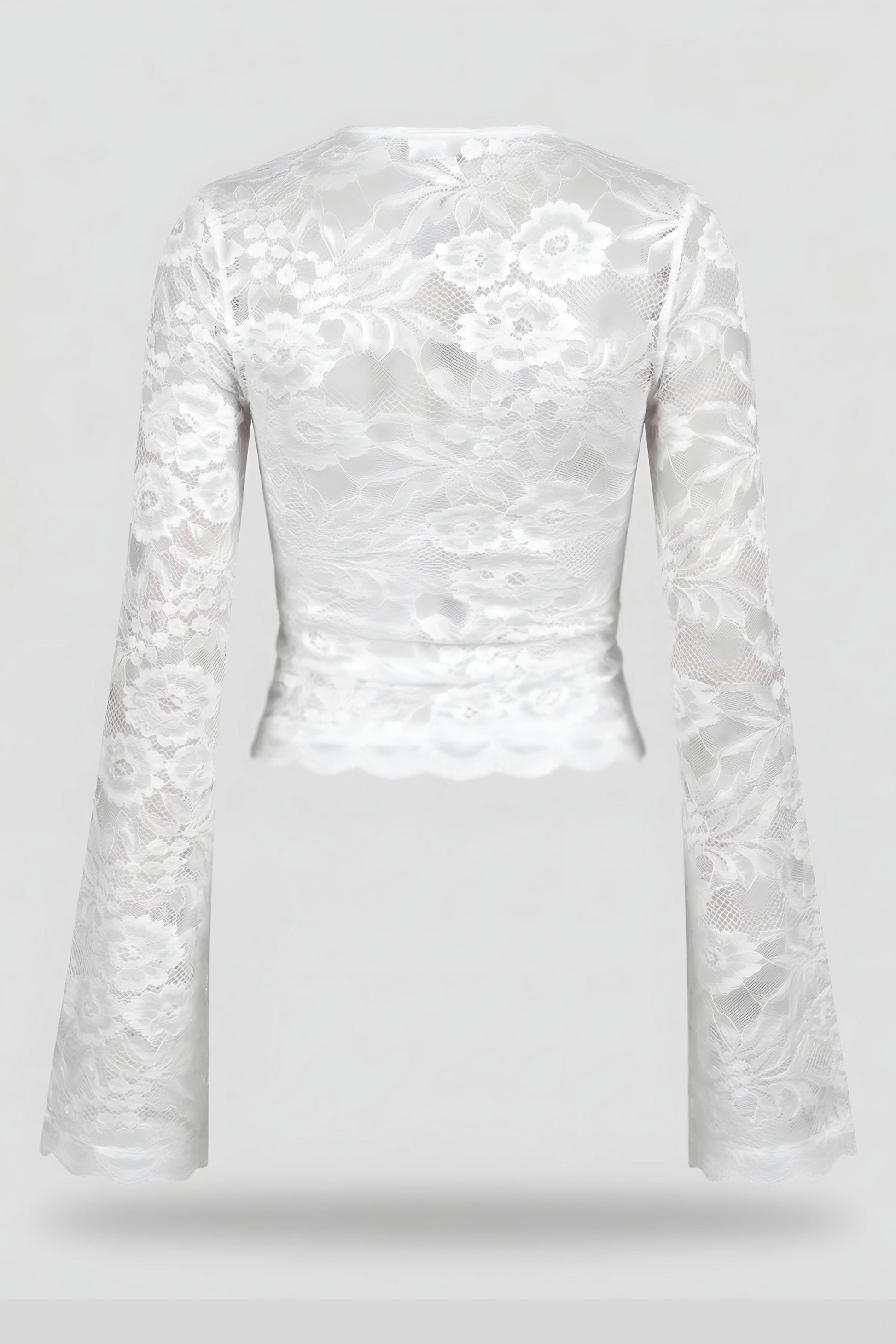 Alzya Sheer Lace Square Neck Long Sleeve Top 8