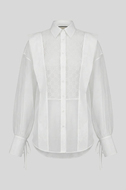 Sheer Tencel Long Sleeve Blouse Color: