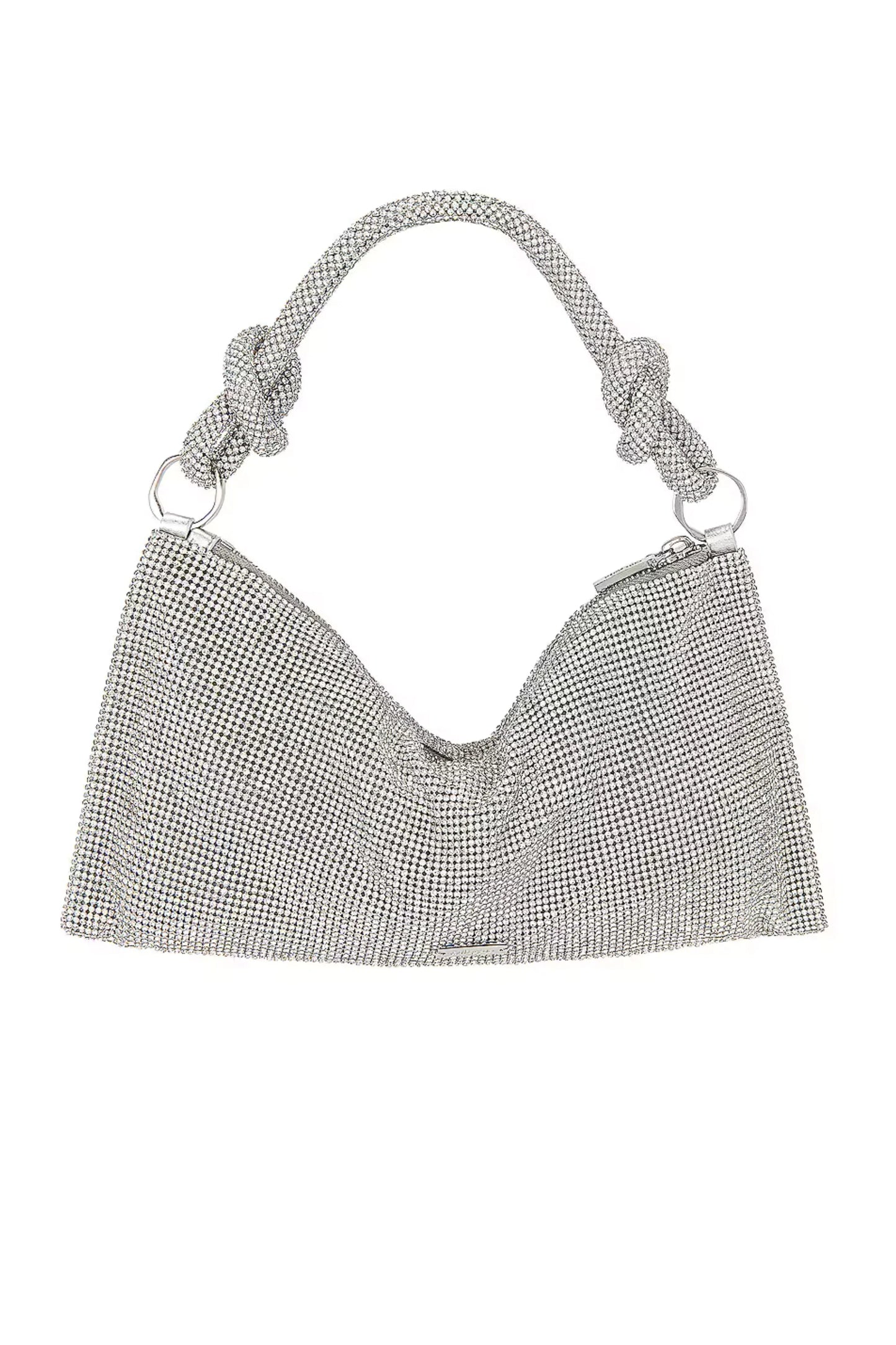 Silver Rhinestone Knotted Evening Clutch Silver