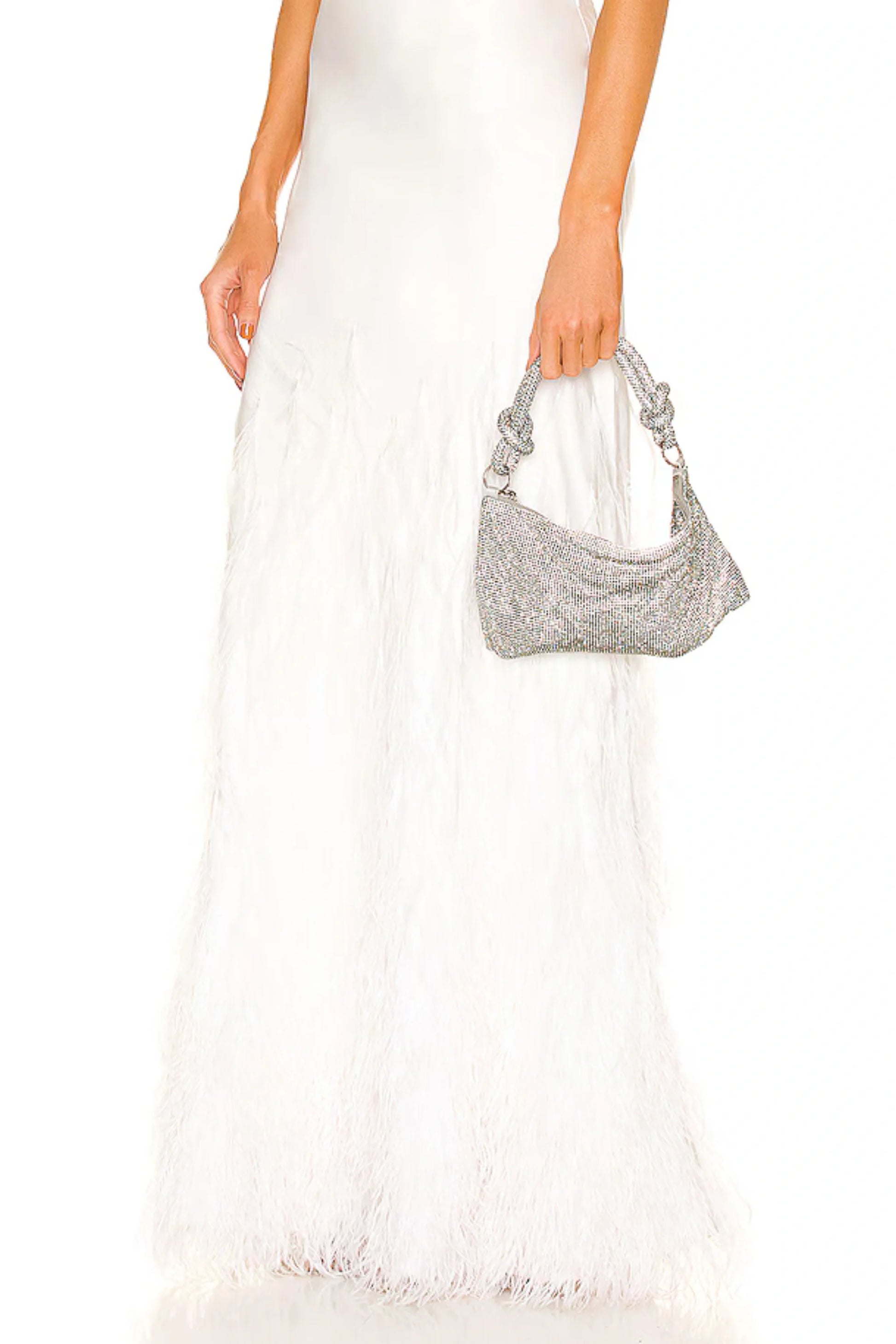 Silver Rhinestone Knotted Evening Clutch Silver