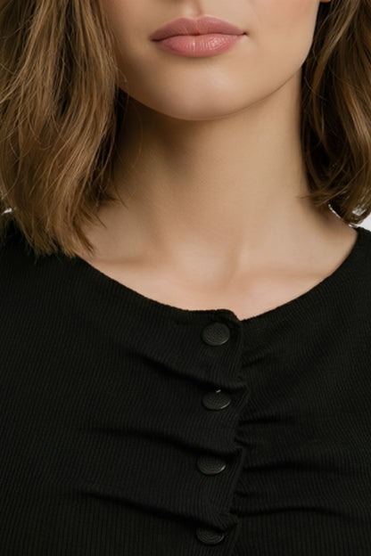 Alzya Sleeveless Ruched V-Neck Top_black