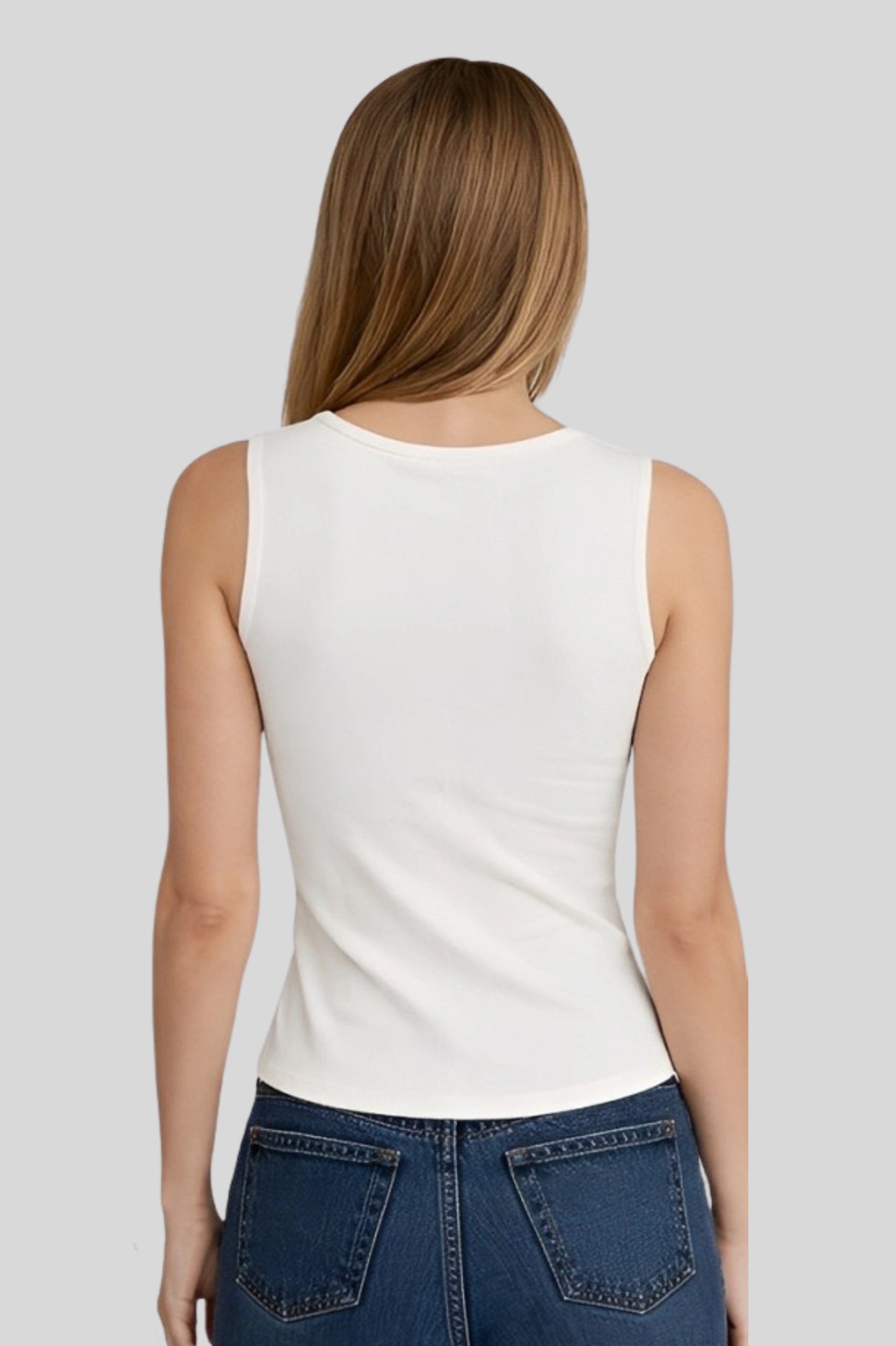 Alzya Sleeveless Ruched V-Neck Top_white