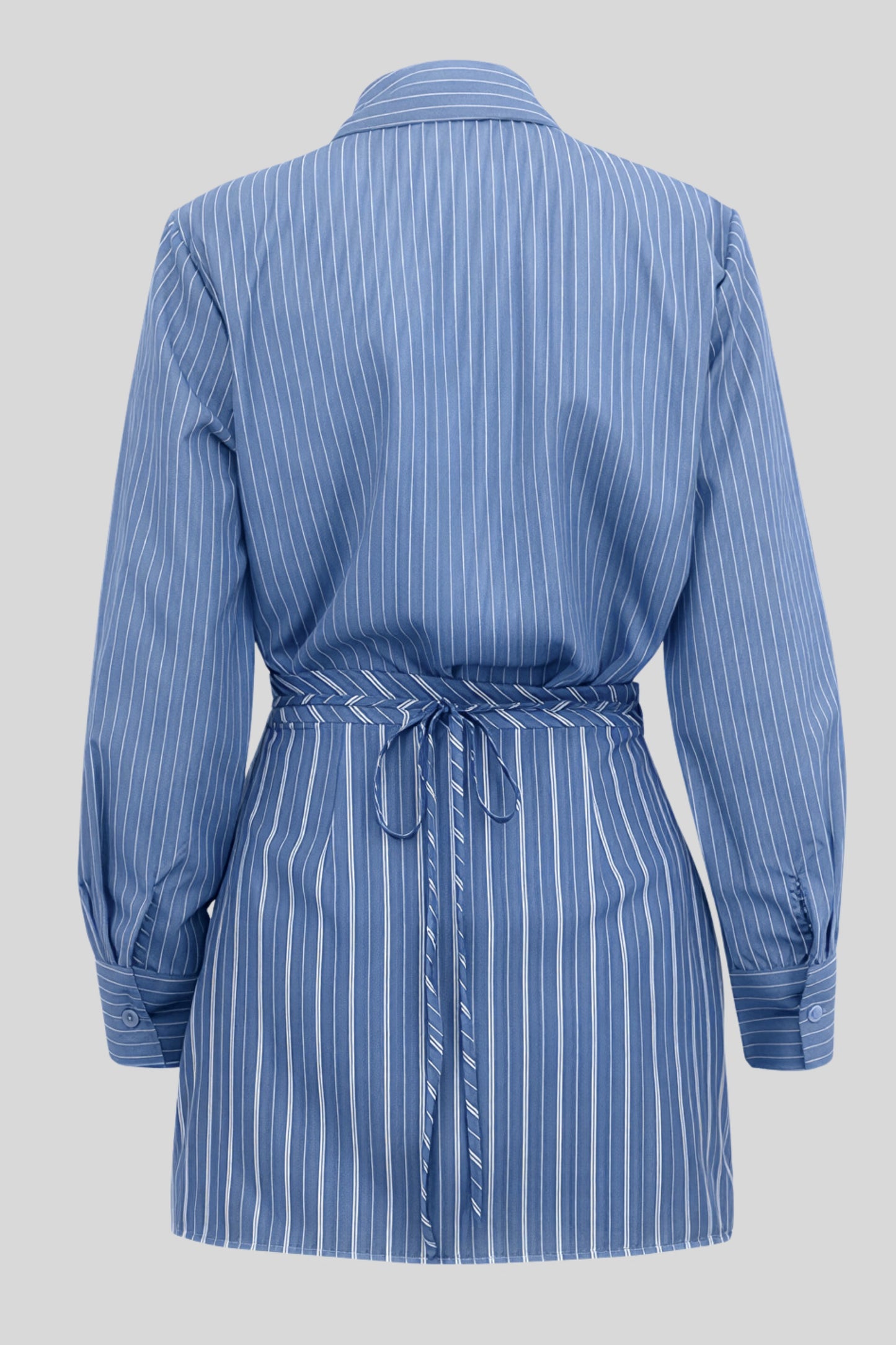 Striped Shirt And Wrap Mini Skirt Set Color: