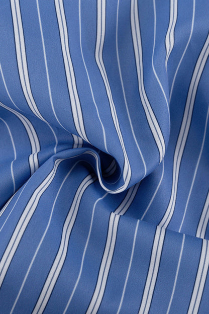 Striped Shirt And Wrap Mini Skirt Set Color: