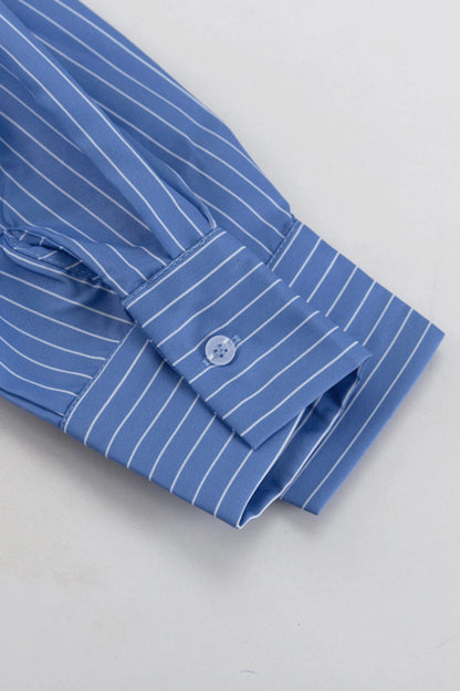 Striped Shirt And Wrap Mini Skirt Set Color: