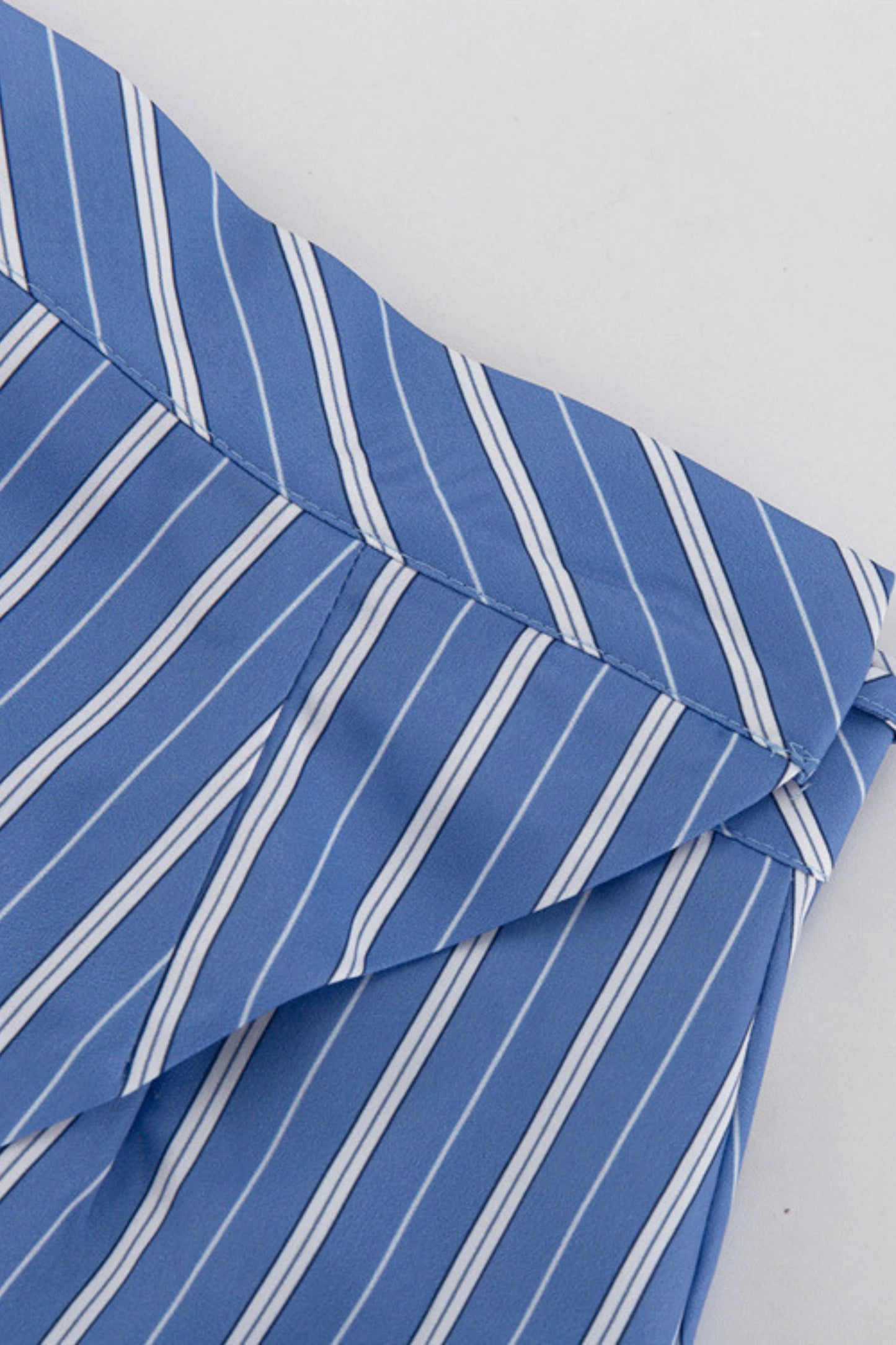 Striped Shirt And Wrap Mini Skirt Set Color: