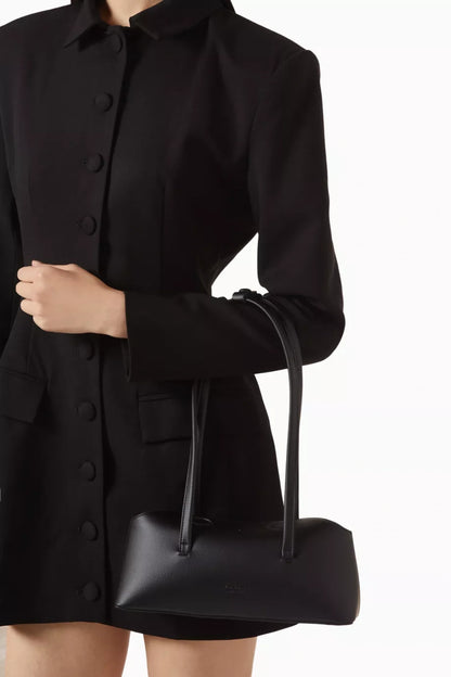 Structured Black PU Underarm Shoulder Bag Black