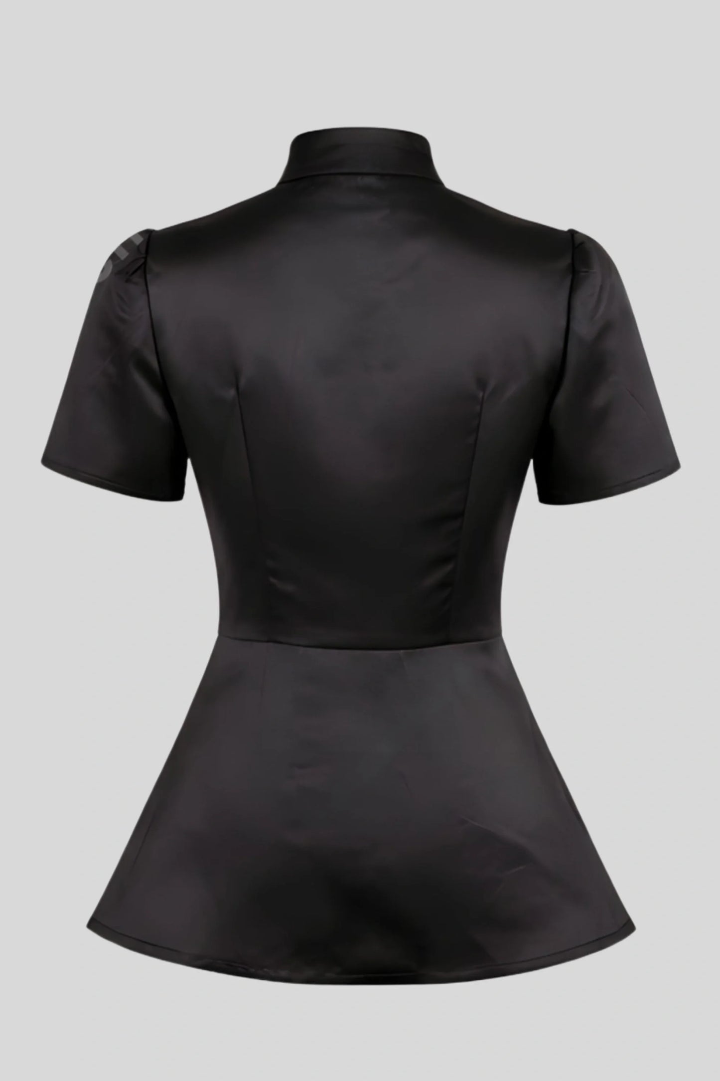 structured-black-short-sleeve-button-top Black