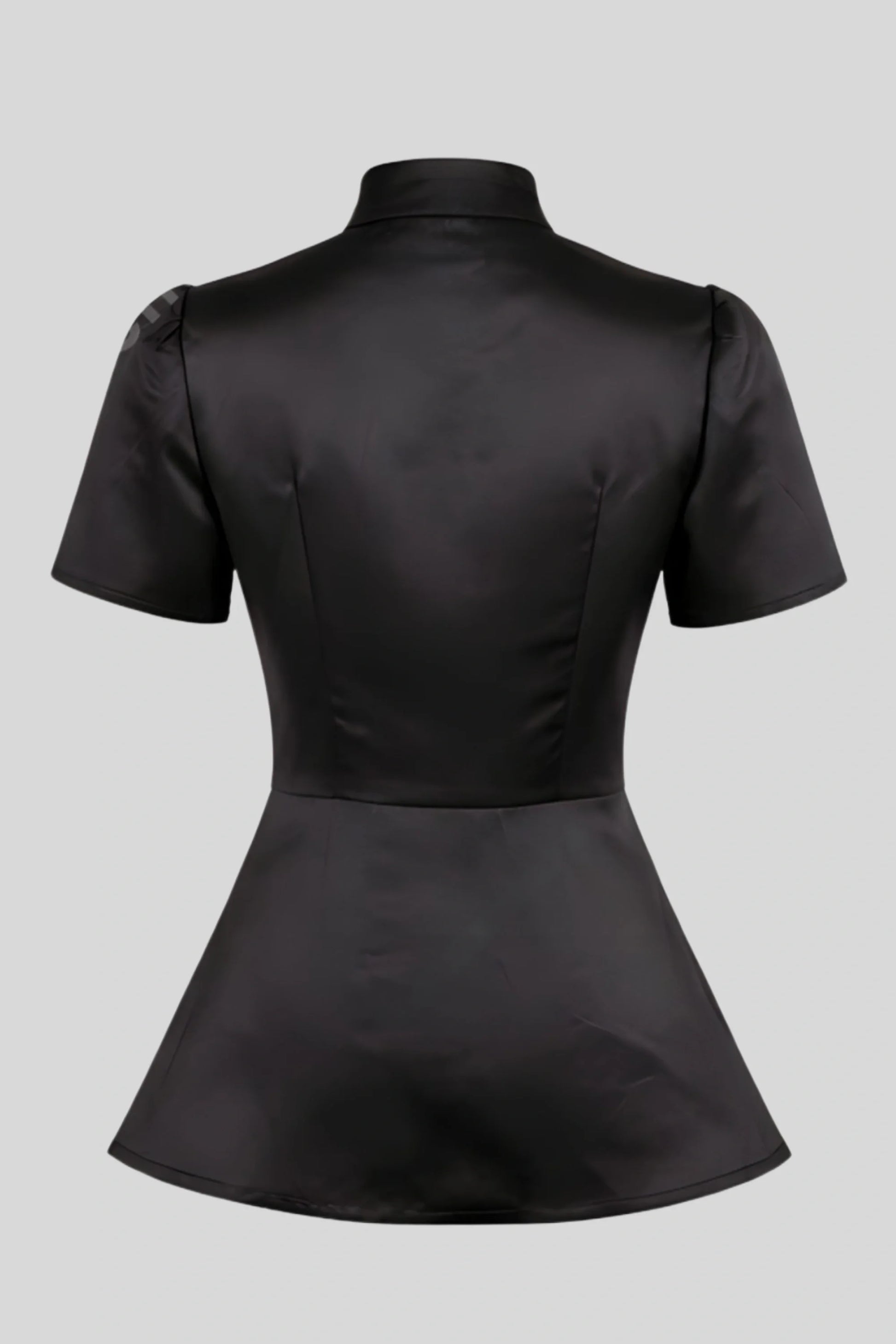structured-black-short-sleeve-button-top Black