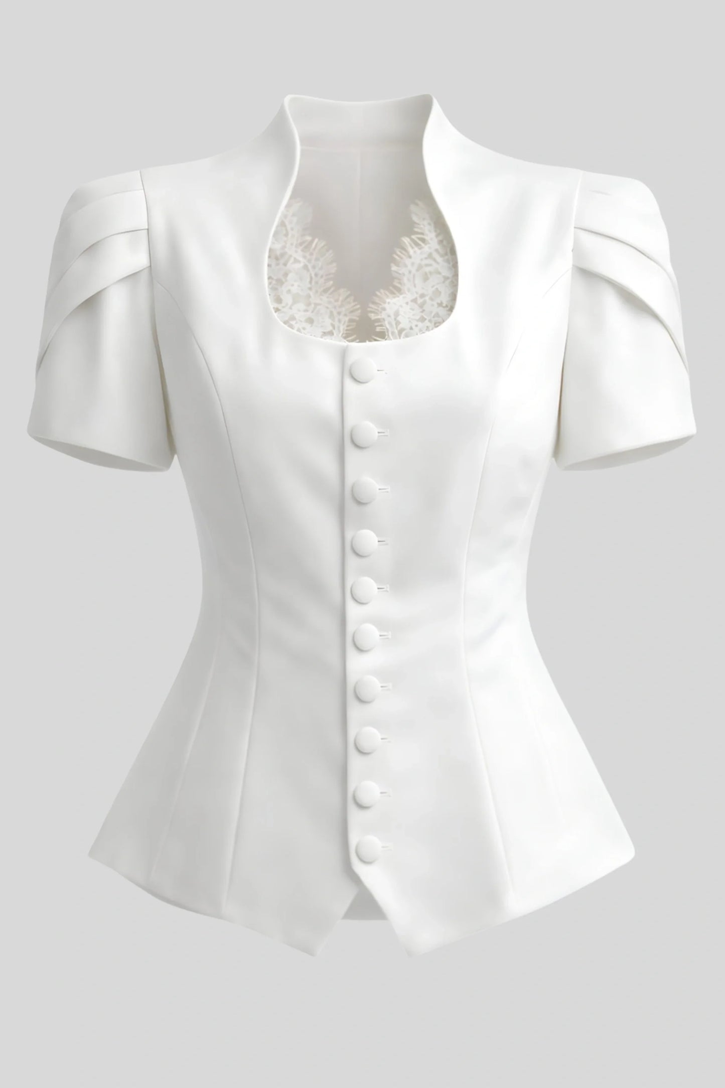 white-structured-short-sleeve-blazer-top-lace-detail White