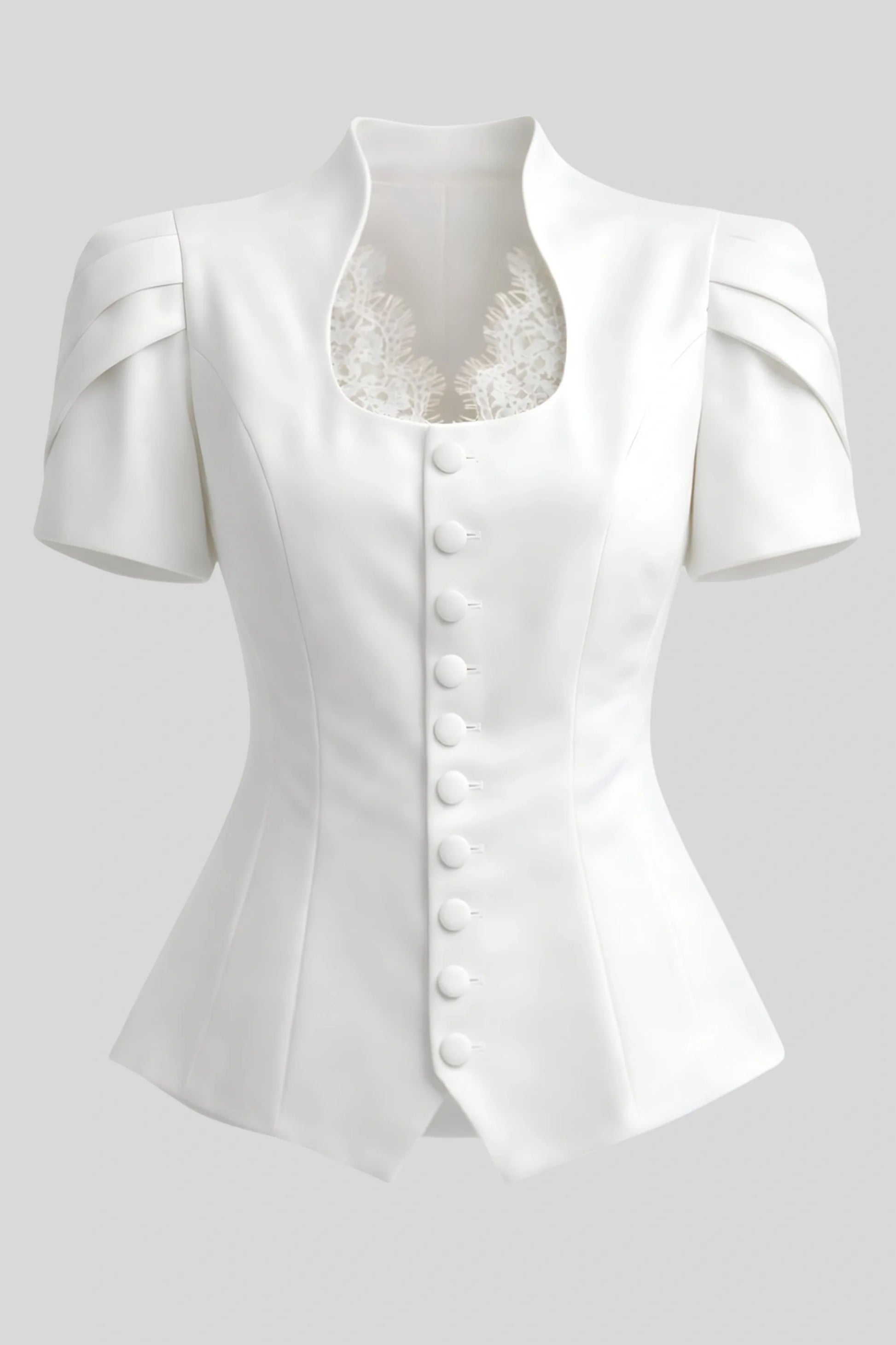 white-structured-short-sleeve-blazer-top-lace-detail White