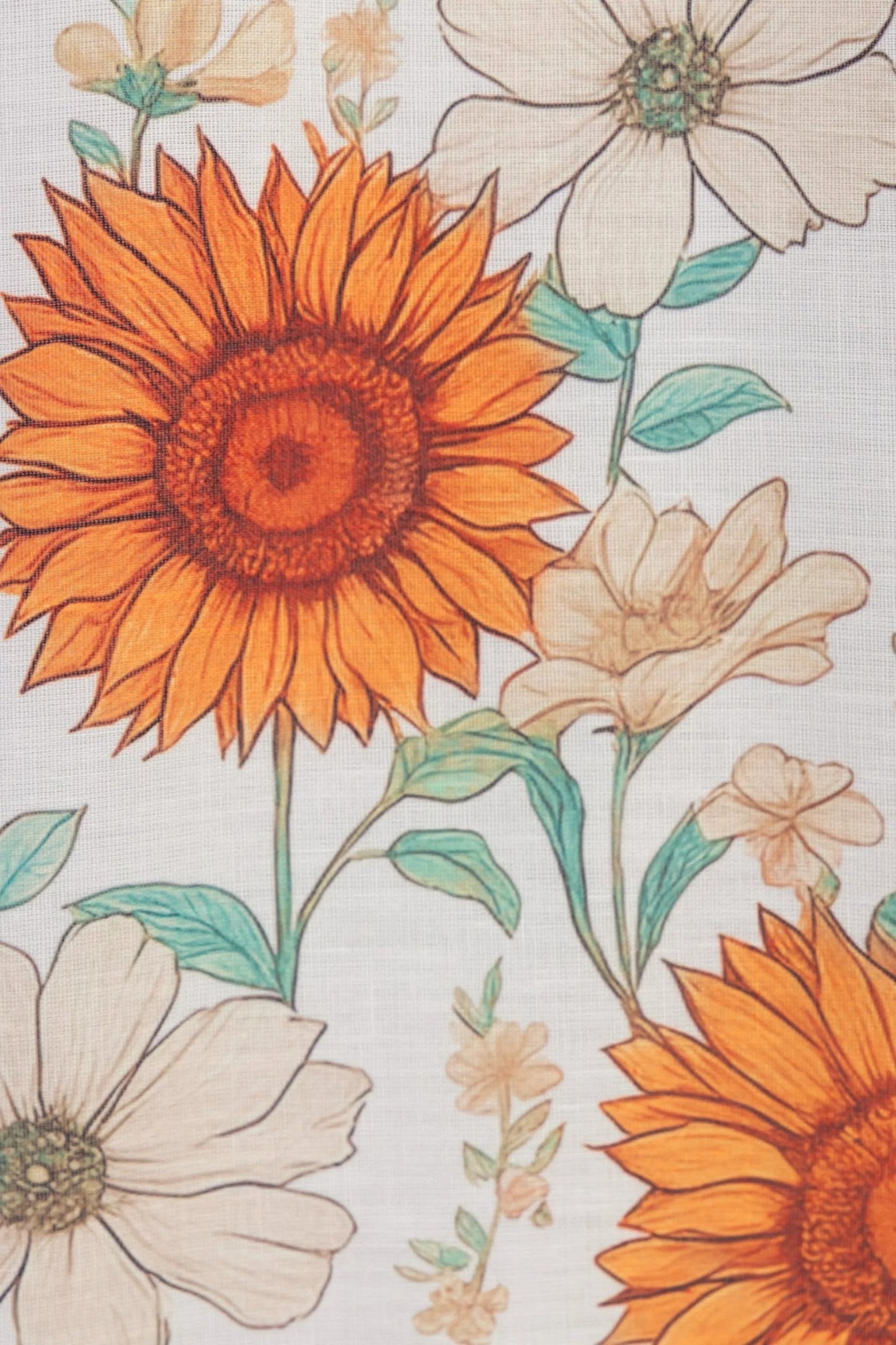 Sunflower Print Halter Full Skirt Dress White