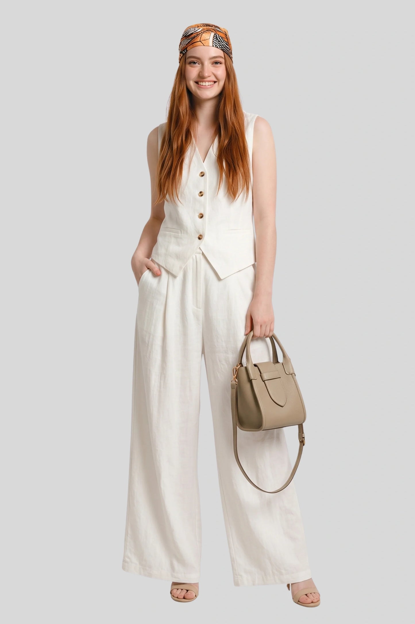 Linen Set That Cinches the Waist & Lengthens the Legs White