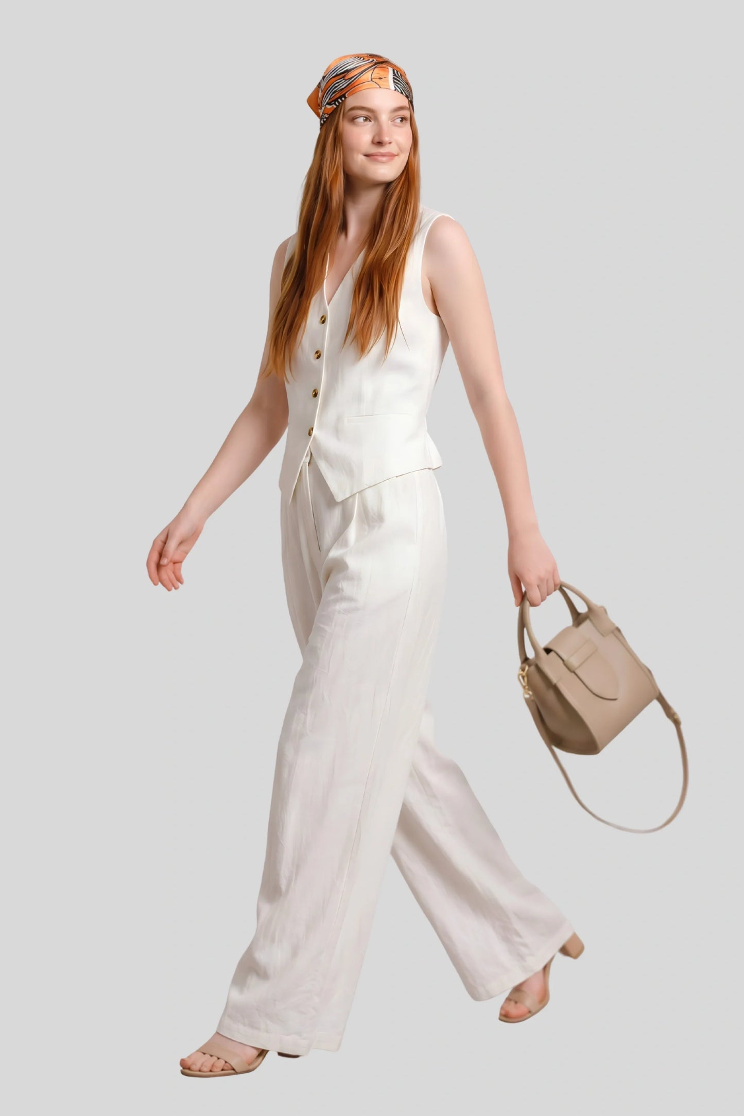 Linen Set That Cinches the Waist & Lengthens the Legs White