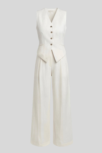 Linen Set That Cinches the Waist & Lengthens the Legs White
