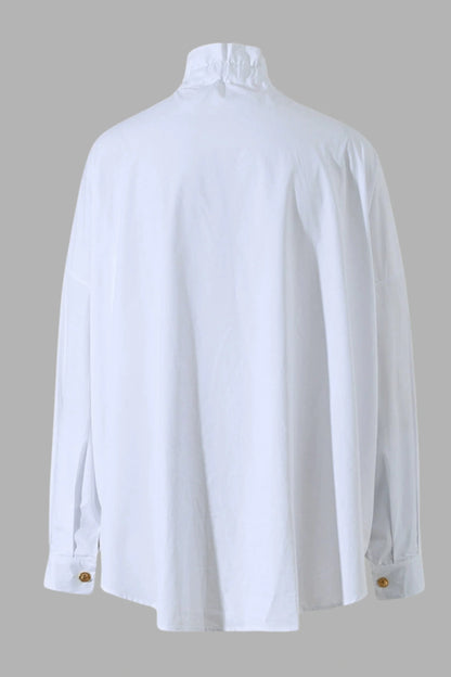 Vintage Court Lace-Collar Oversized White Shirt Blouse White