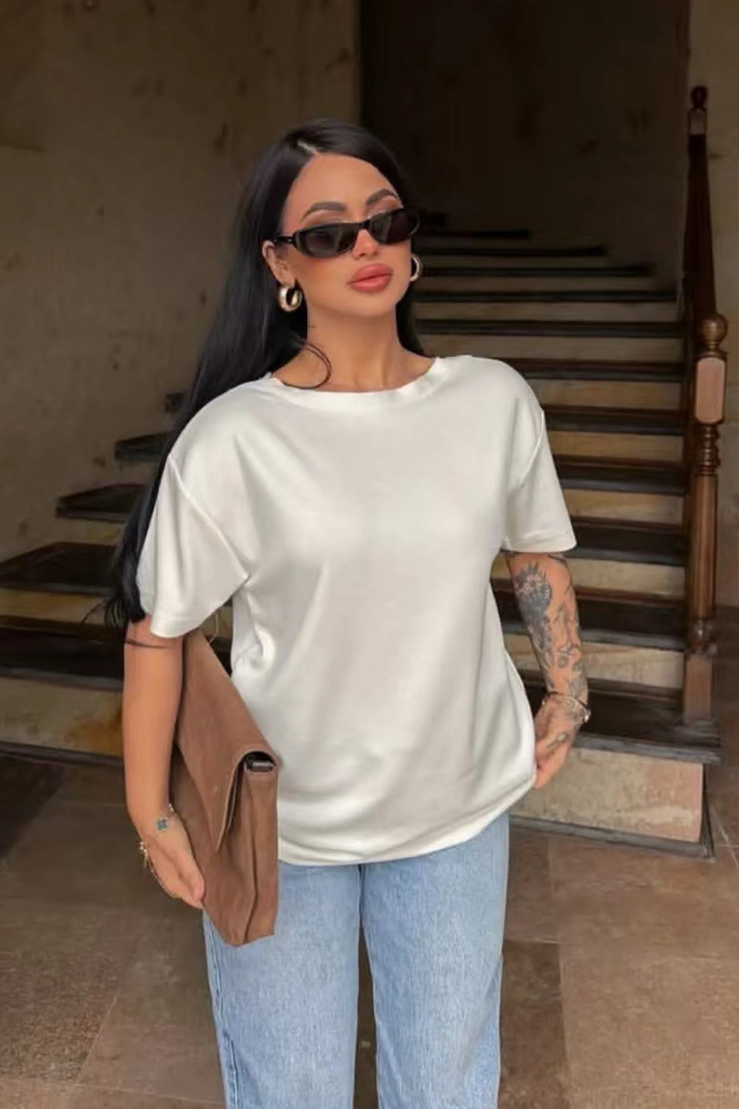 White T-Shirt With a Lace Open Back No One Sees Coming White