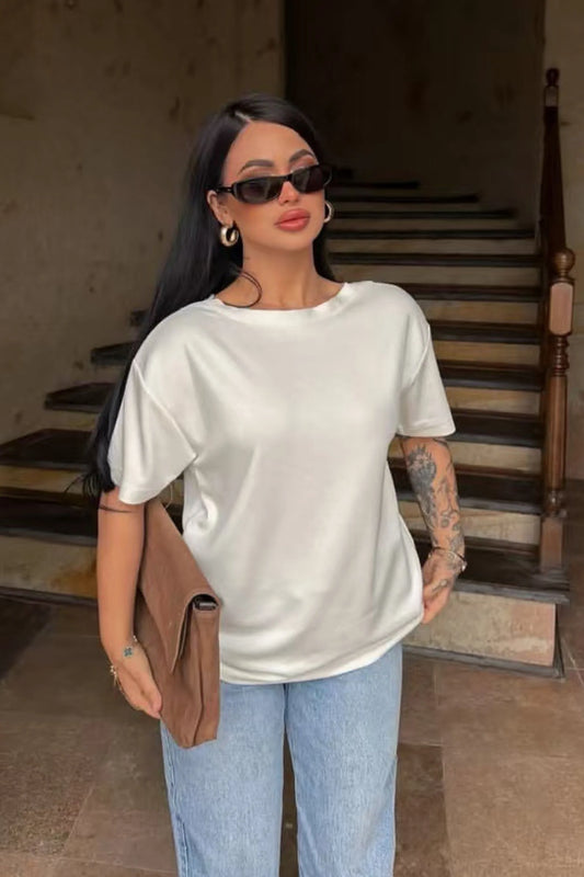 White T-Shirt With a Lace Open Back No One Sees Coming White