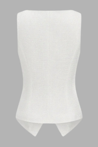 White Tweed Set That Creates a Waist Without Trying White