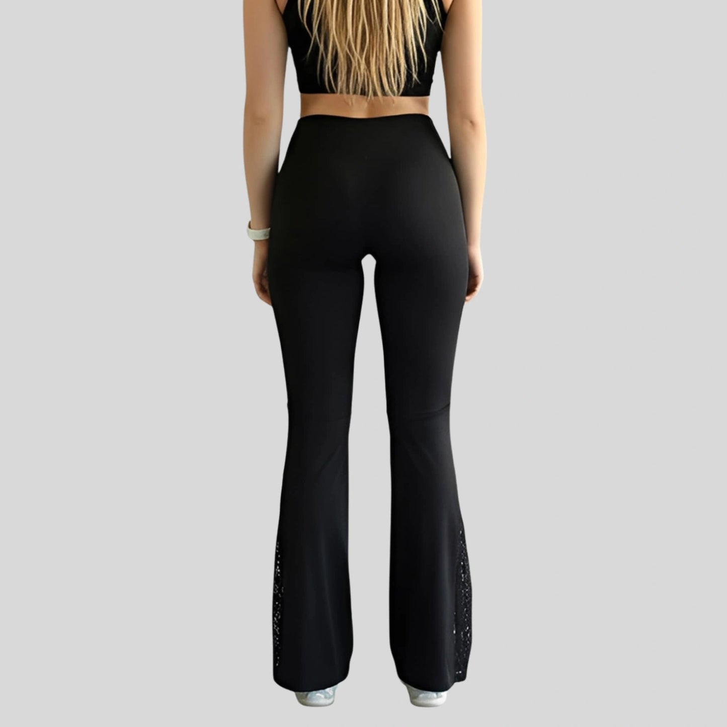 Alzya Women_s Nude Lace Flared Yoga Pants