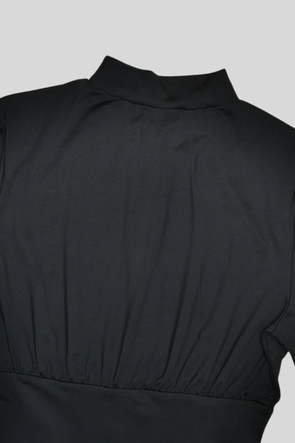 Zip Front Corset Peplum Romper Black